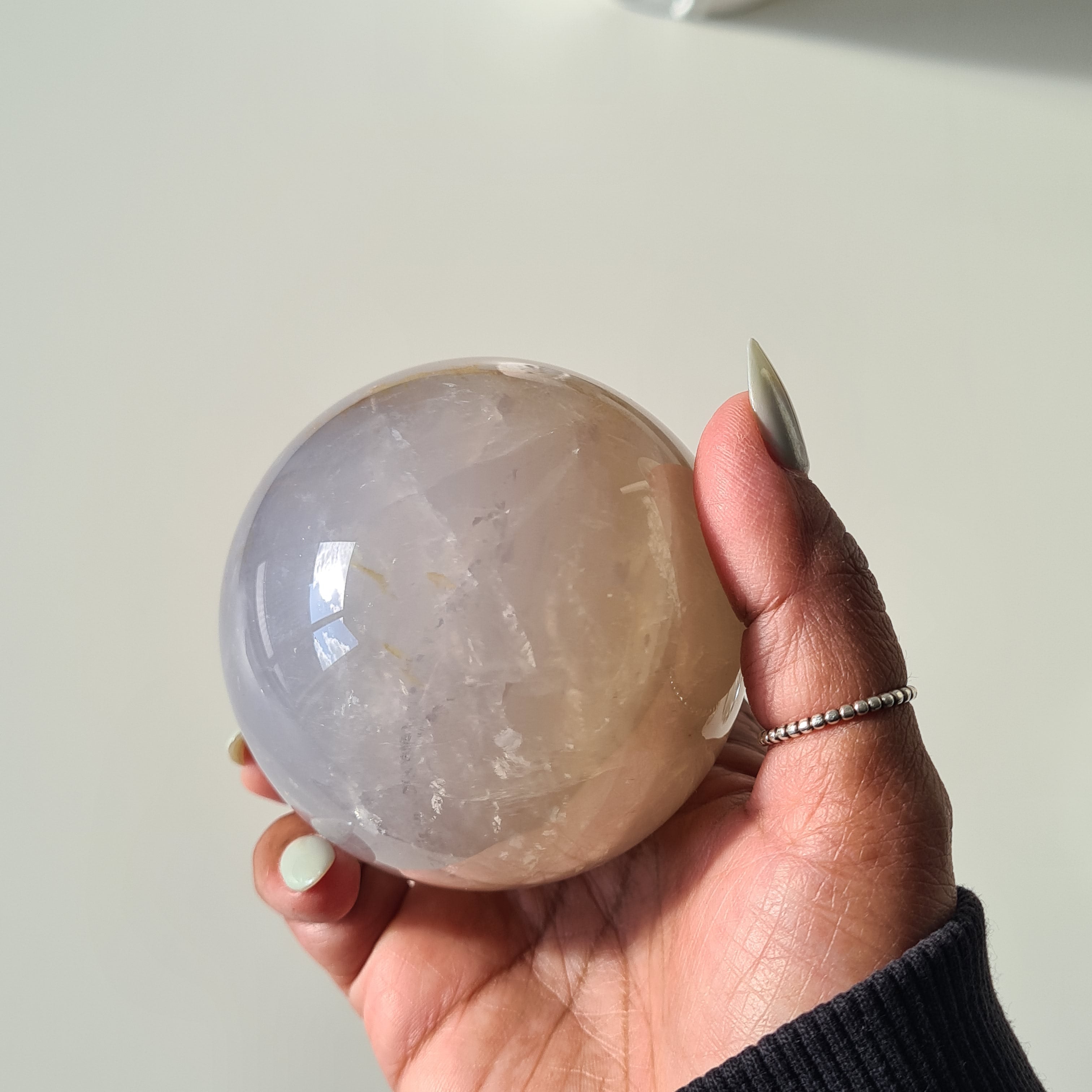 Blue Rose Quartz Sphere with stand | A | 450 g