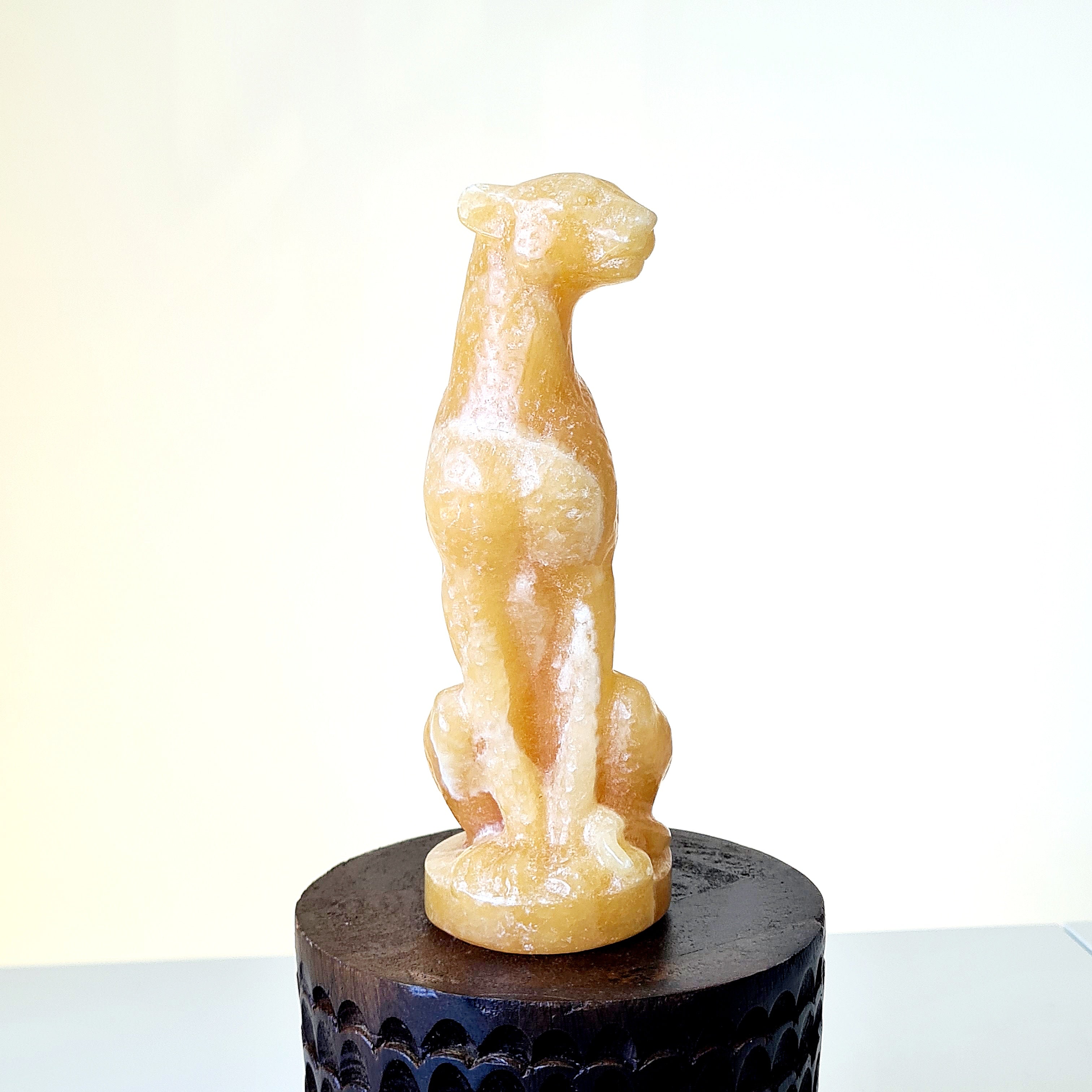 Calcite leopard Carving | 500 g | Appx 15 cm tall