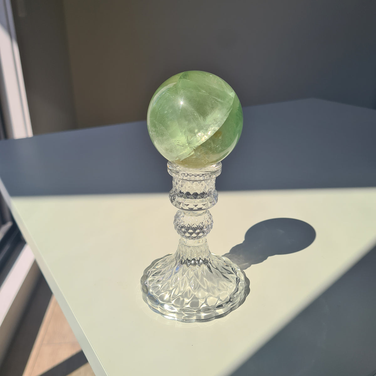 Fairy Dream Frozen Lake Fluorite Crystal Sphere With Stand | F