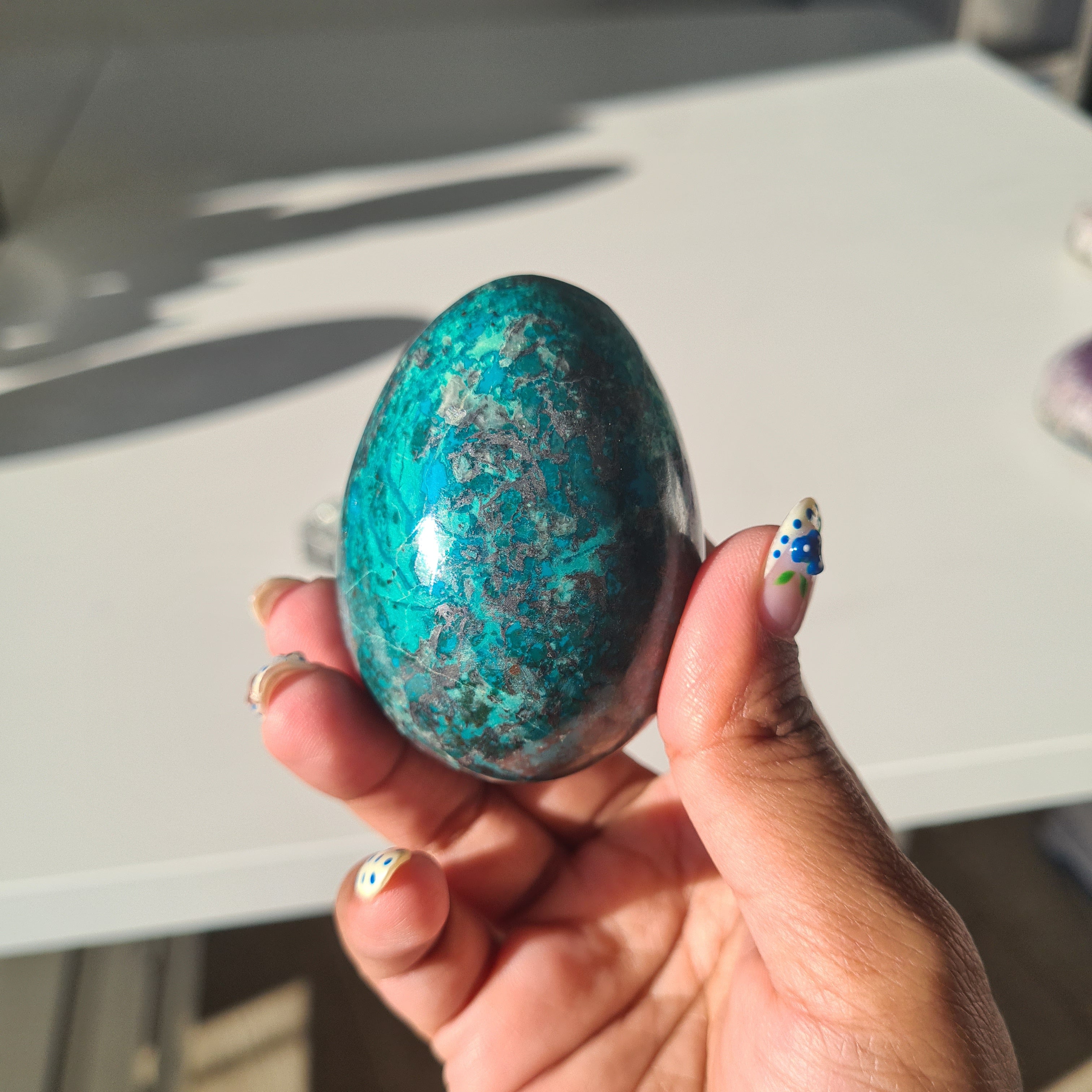 Chrysocolla Crystal Egg 🥚 With acrylic mini stand