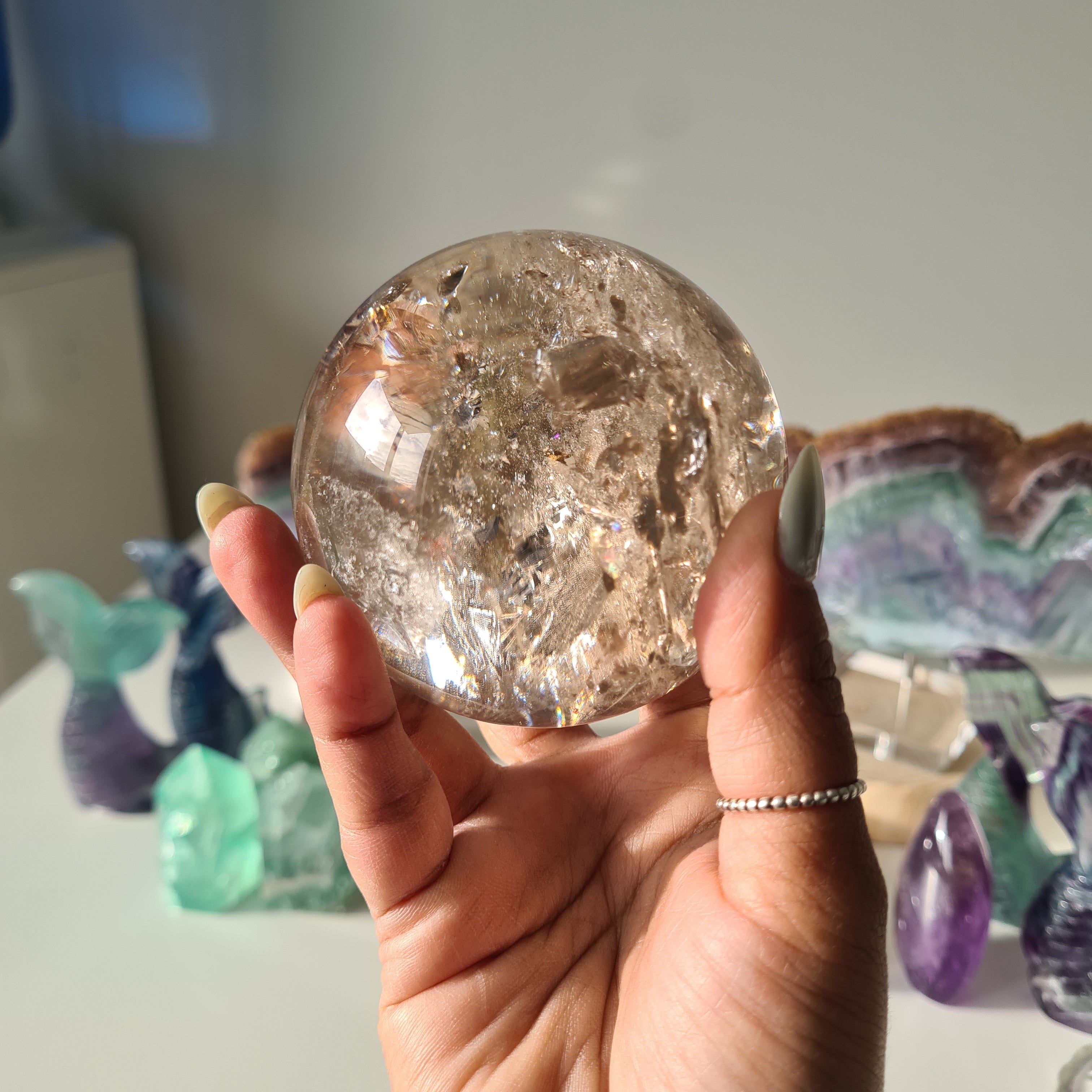 Smokey Citrine Sphere with stand | 600 | 1B