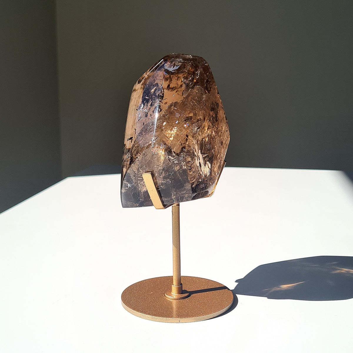 Smokey Quartz Crystal Polished Free Form | Custom Stand | 900 g | 9.3x8.3 cm crystal
