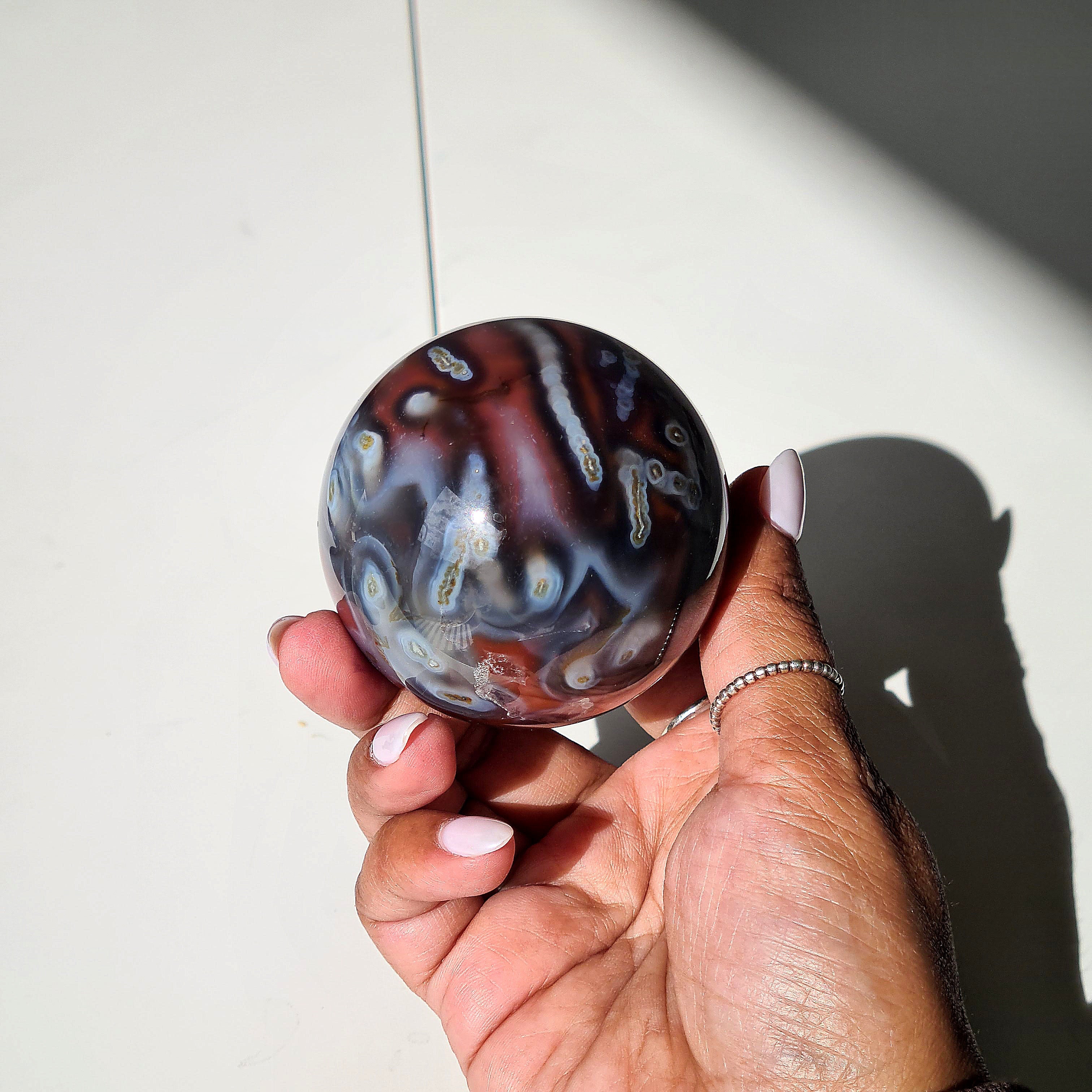 Swazi Agate Sphere with glass stand | D | 290 g | Appx 5.4cm