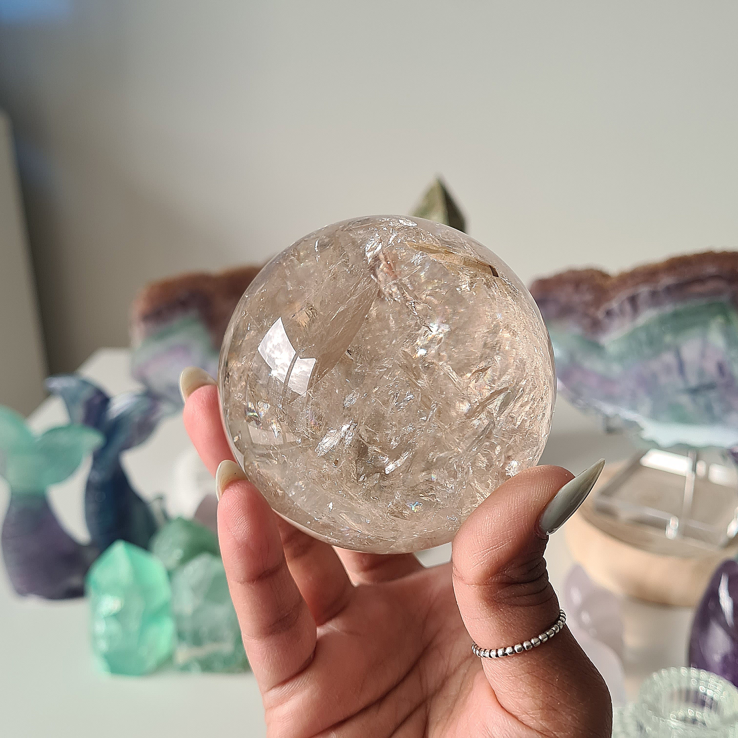 Smokey Citrine Sphere with stand | 490g | 1A