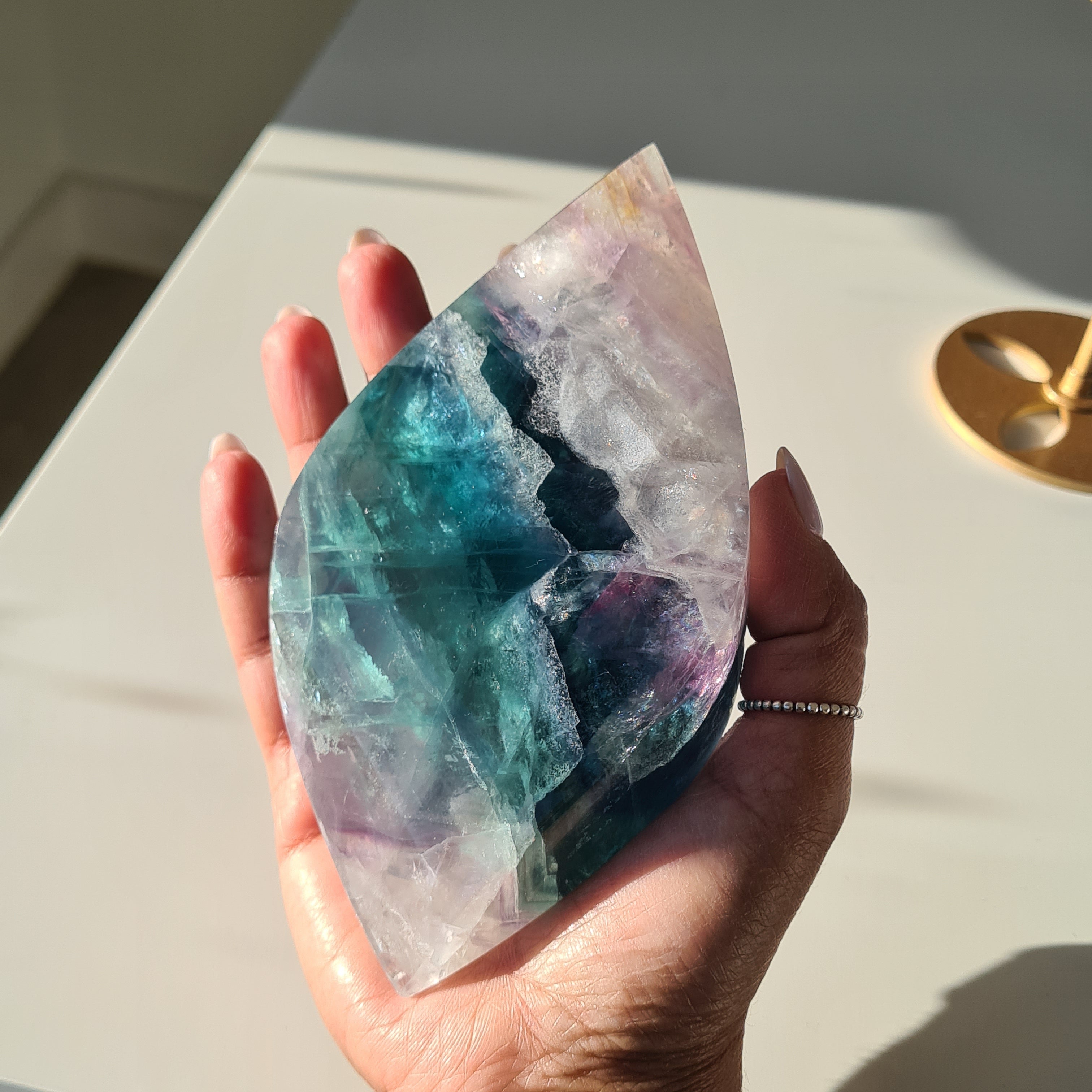 Dreamy Fluorite on Stand | Natural imperfections visible | 21.5 Cm tall with stand