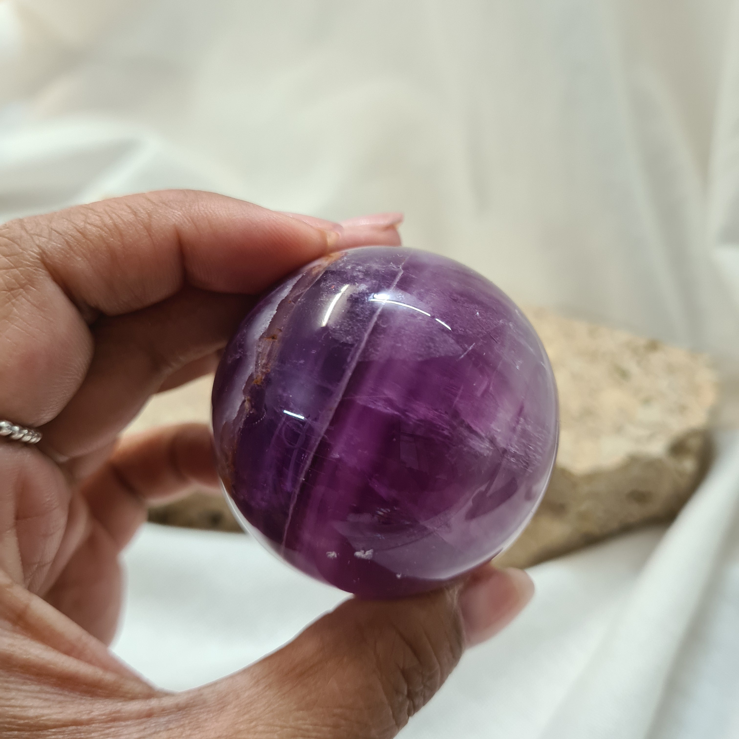 Purple Fluorite Sphere with brass stand | 182 g