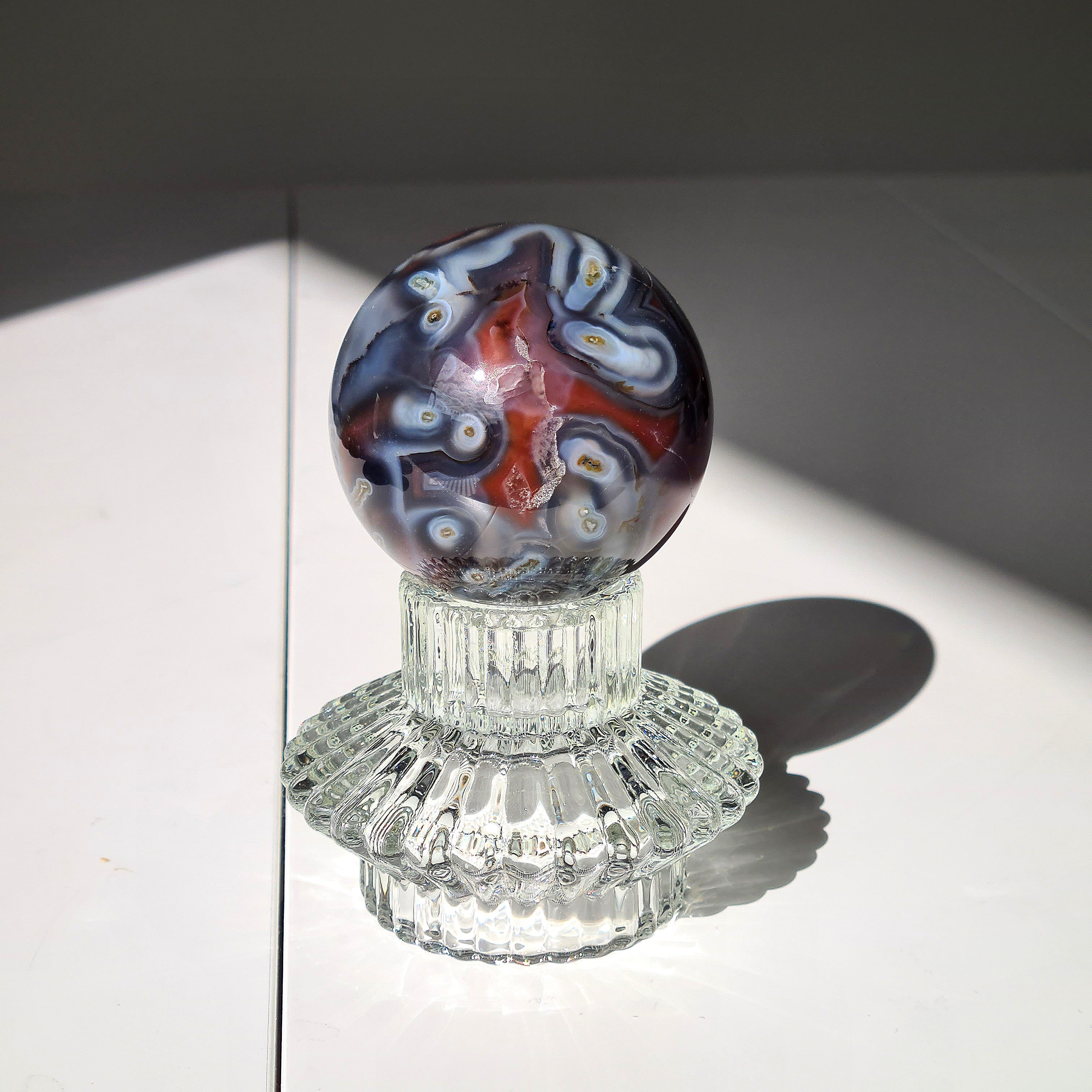 Swazi Agate Sphere with glass stand | D | 290 g | Appx 5.4cm
