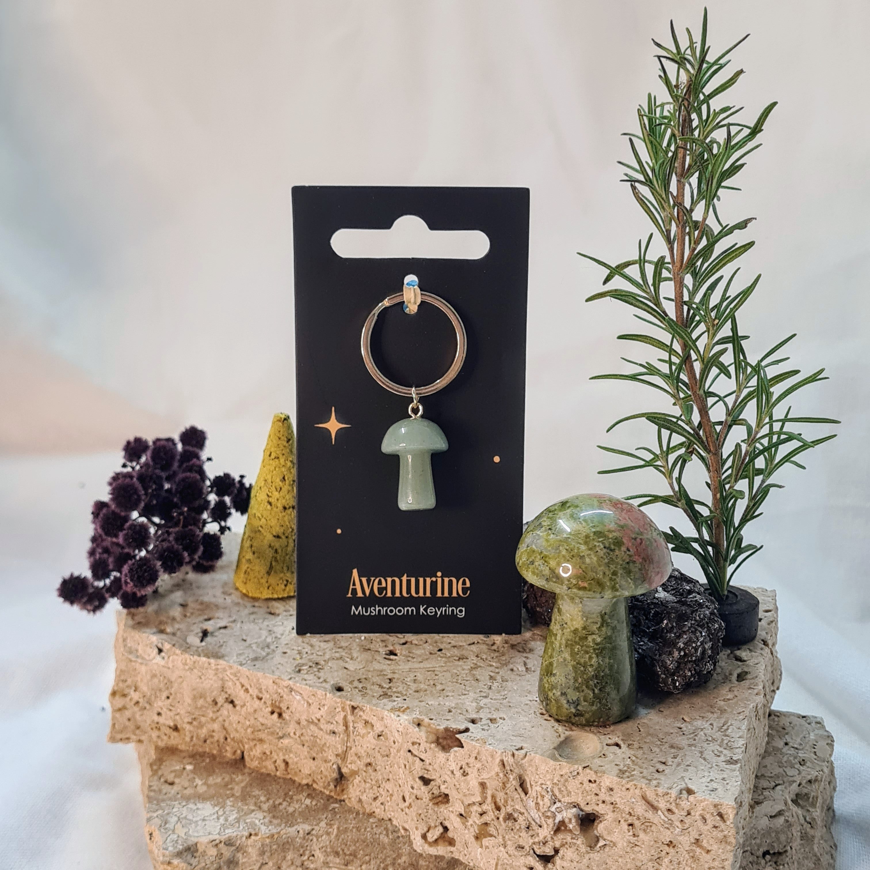 GREEN AVENTURINE| Mushroom Keyring