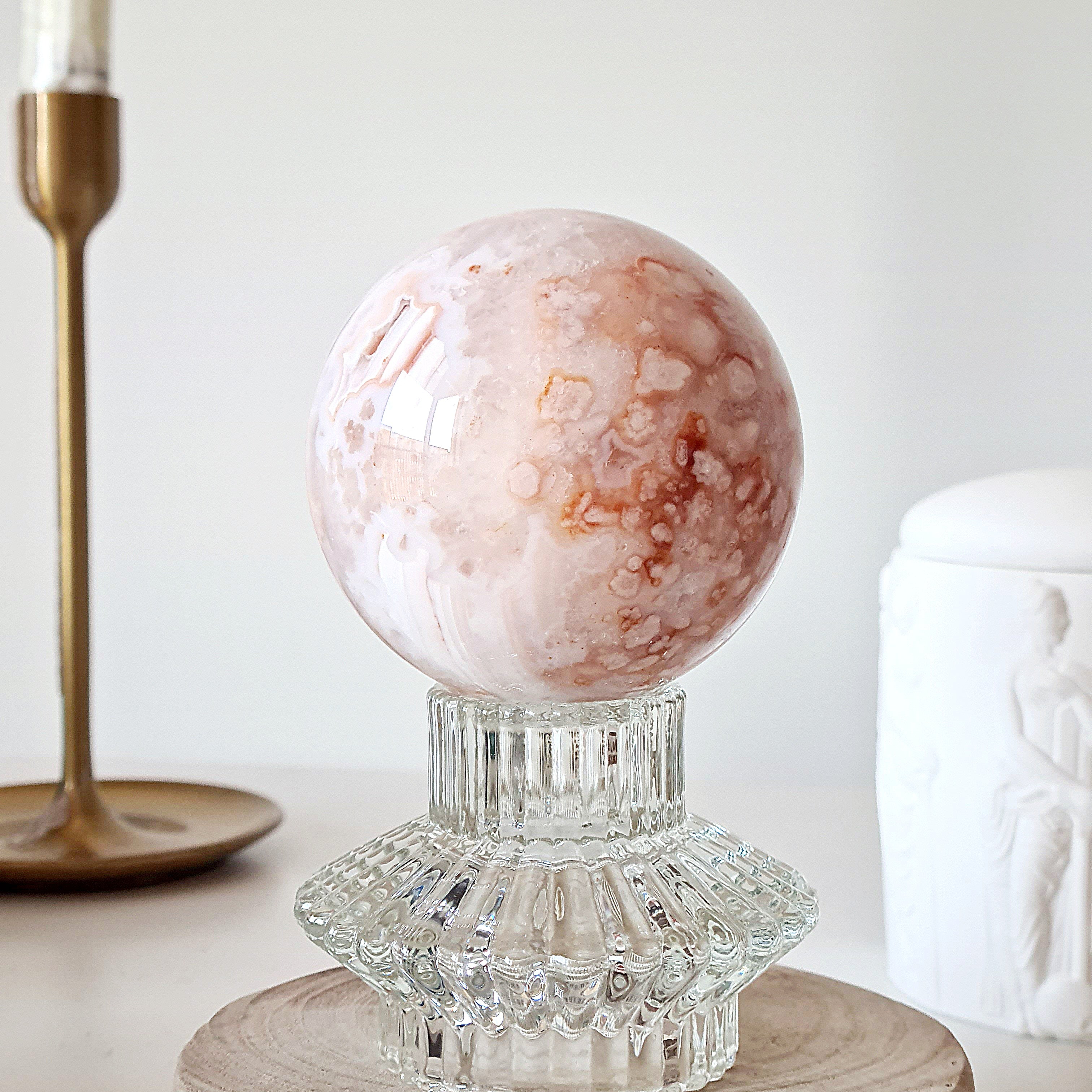 Carnelian Flower Agate Sphere | A | Appx 6.8 cm | 500 g