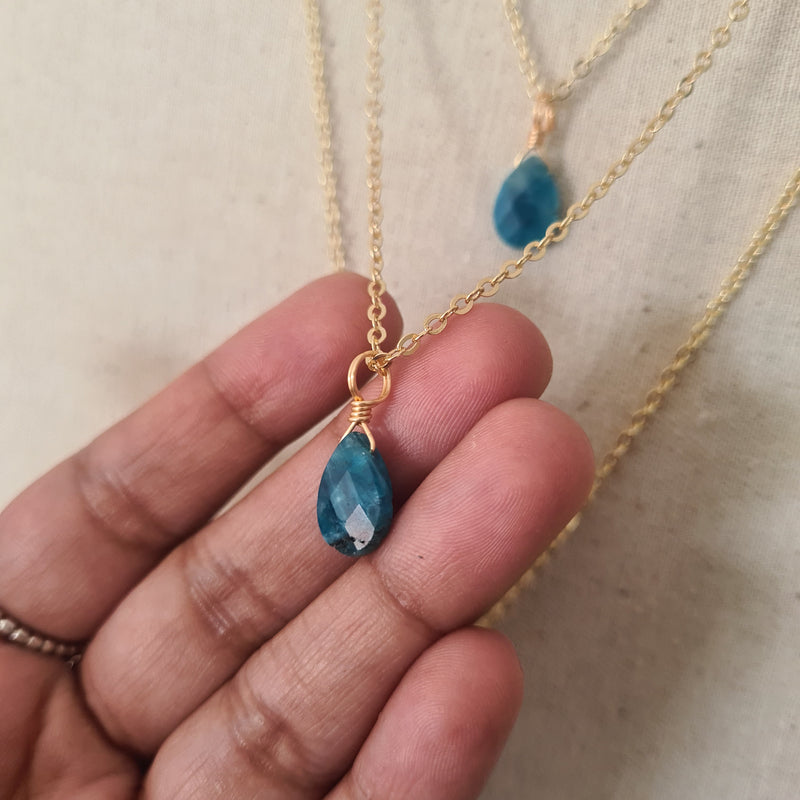 'Blue Apatite' Necklace ~ Peaceful Energy (Gold)