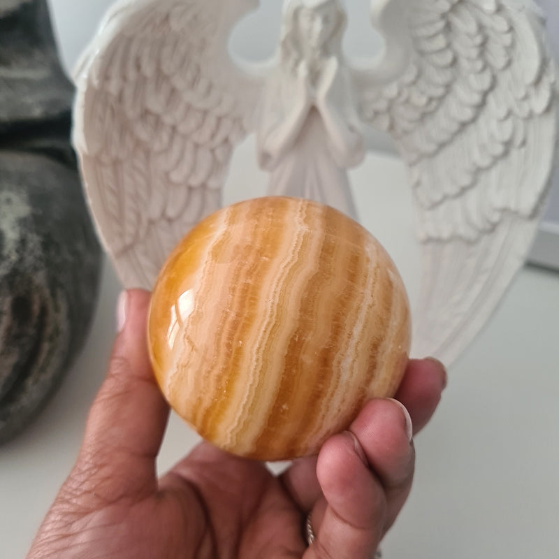 Angel Stand with Calcite Sphere