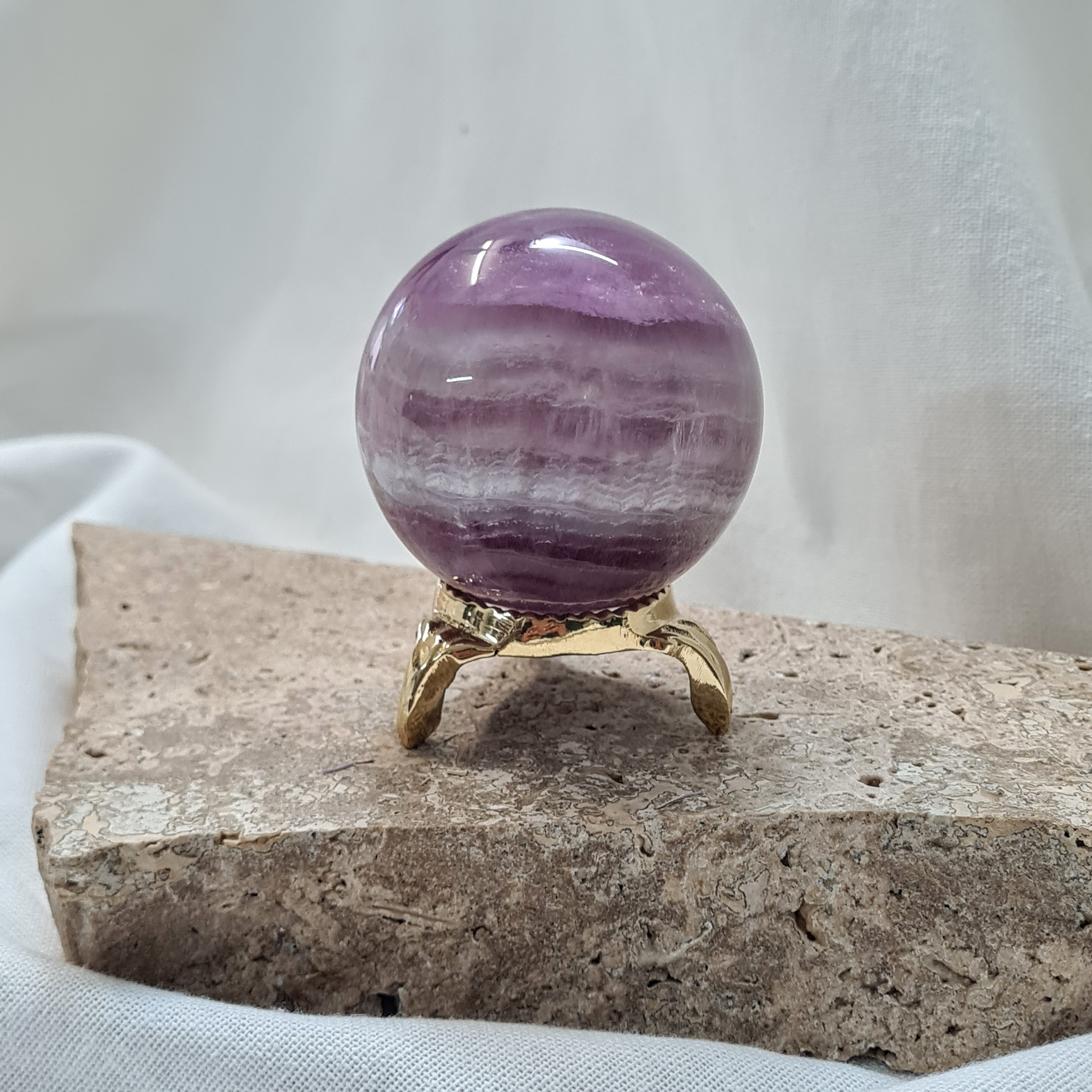 Lilac Fluorite Sphere with brass stand | 263 g