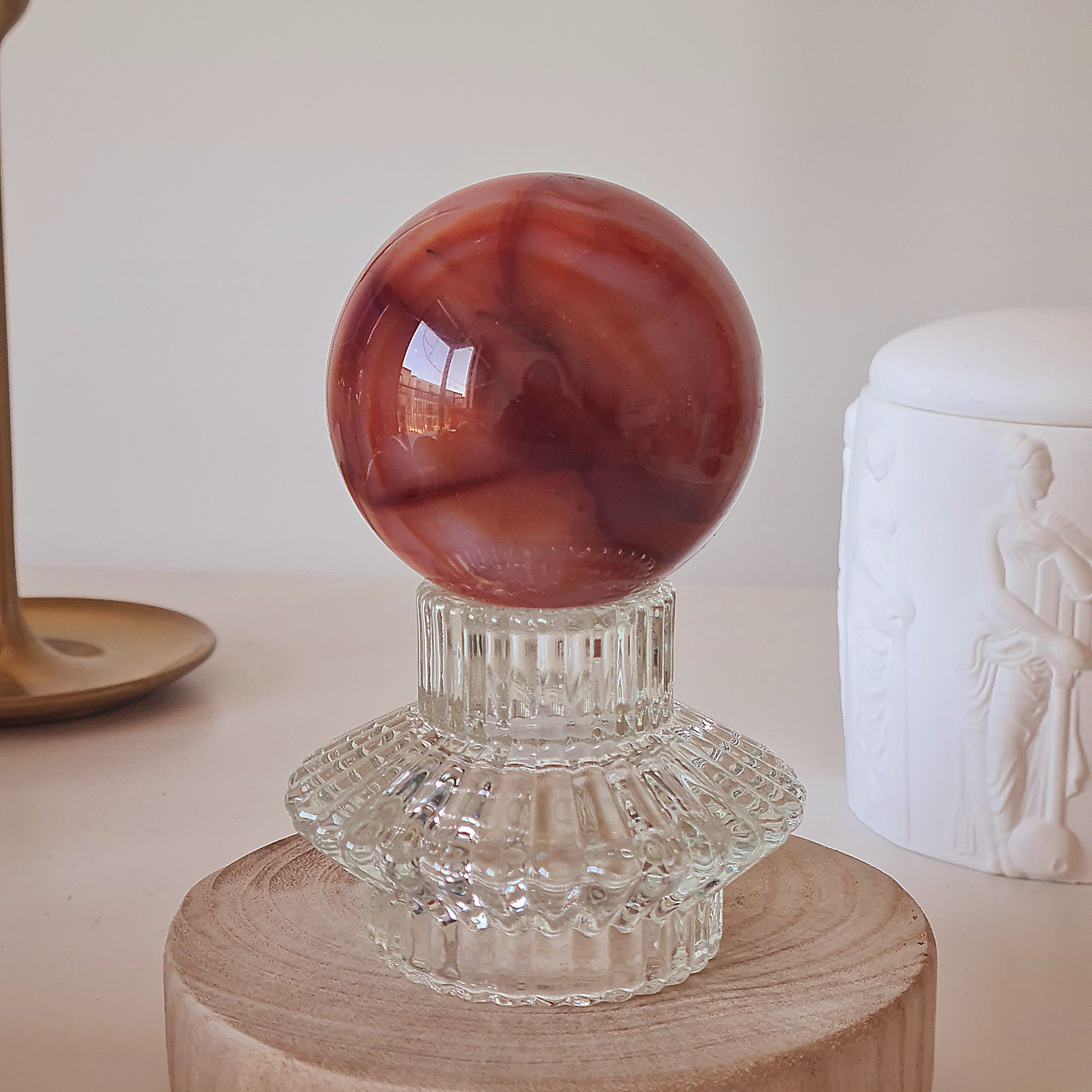 Carnelian Flower Agate Sphere | B | Appx 5.9 cm