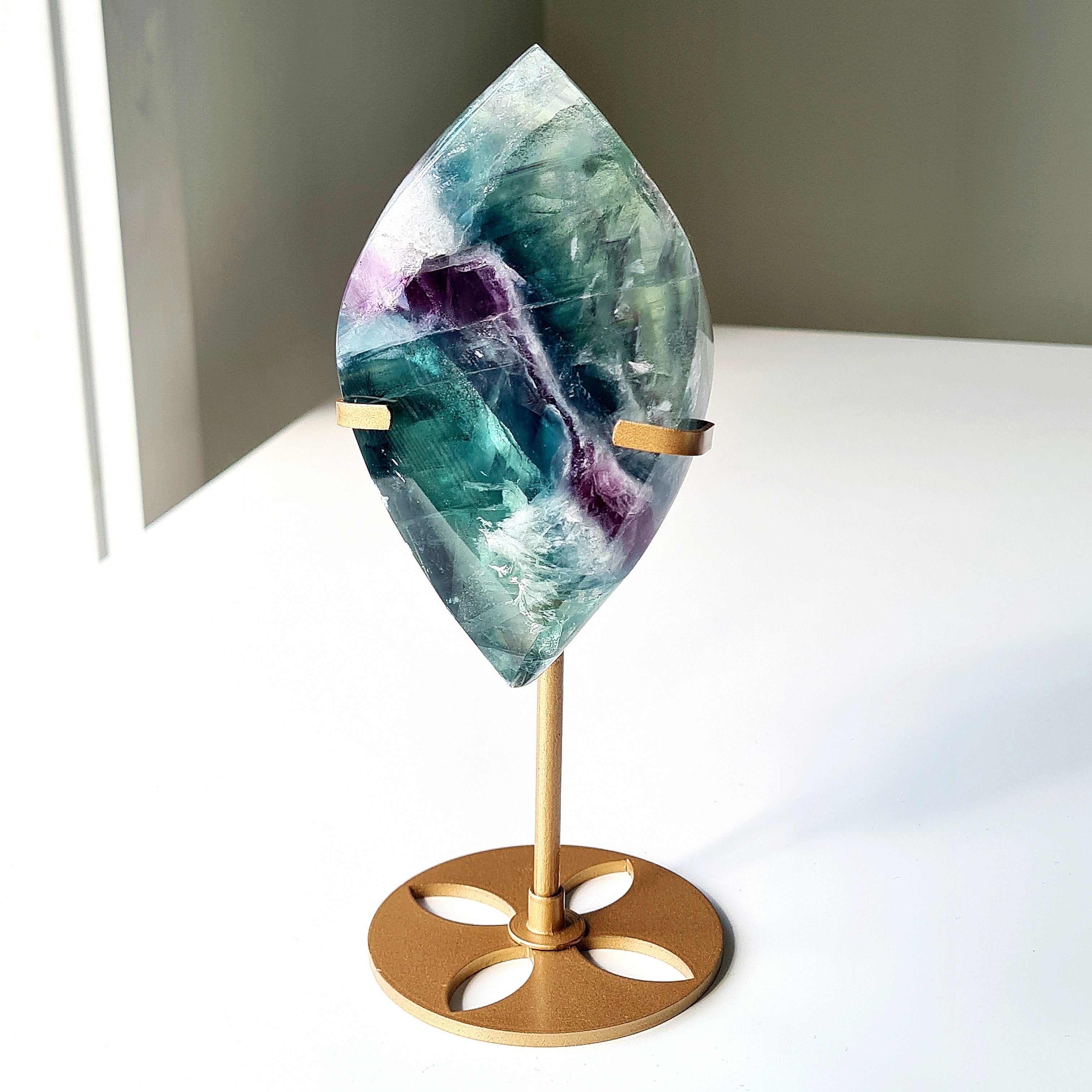 Dreamy Fluorite on Stand | Natural imperfections visible | More green in naked eyes | 19 Cm tall with stand