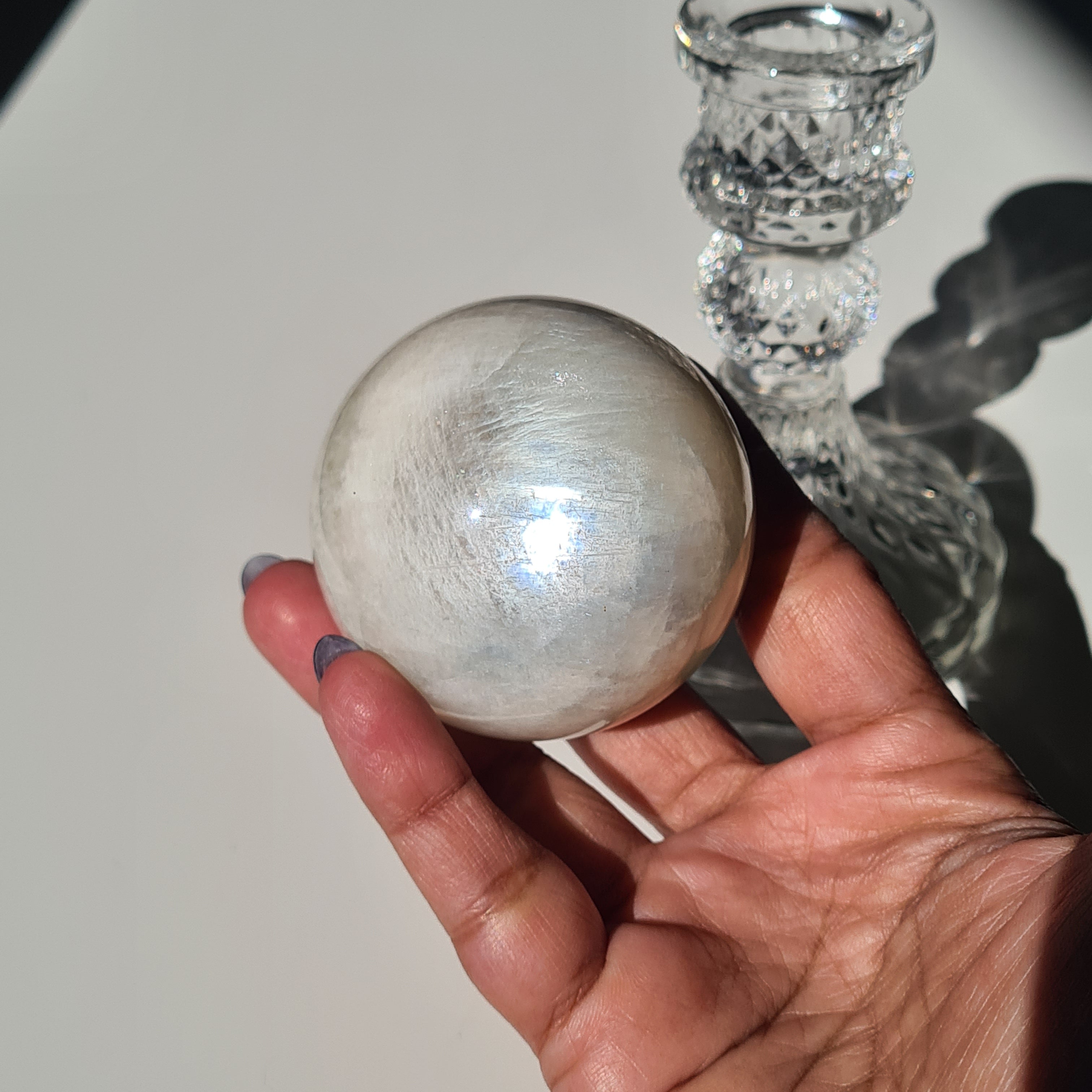 Moonstone 🌙 Sphere with stand | D | 200 g | 5.2 cm