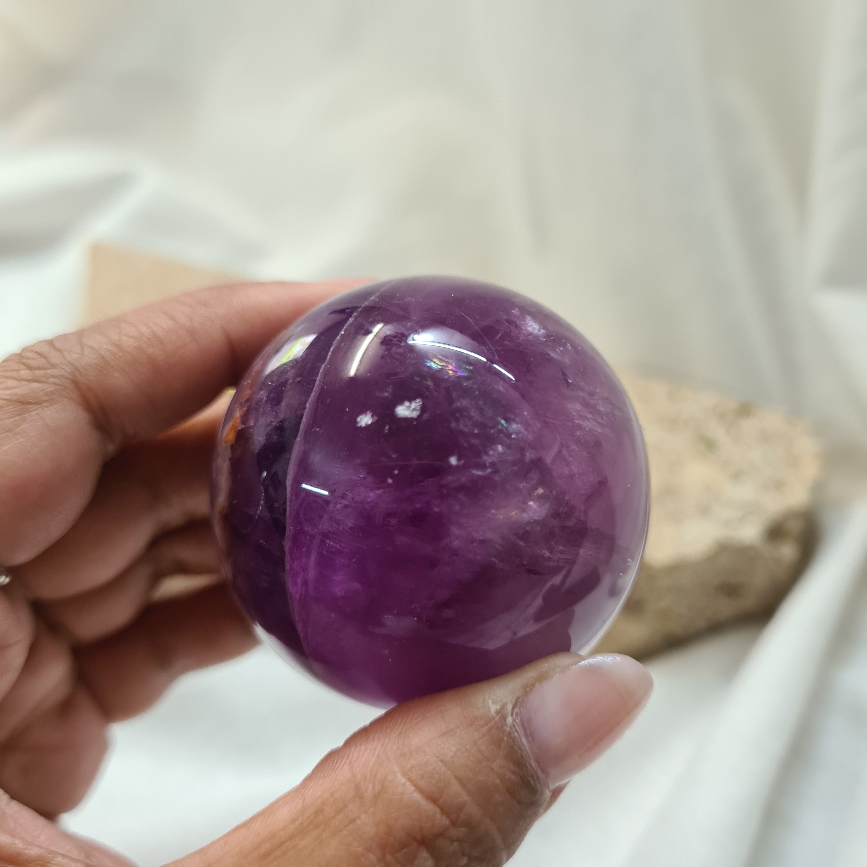 Purple Fluorite Sphere with brass stand | 182 g