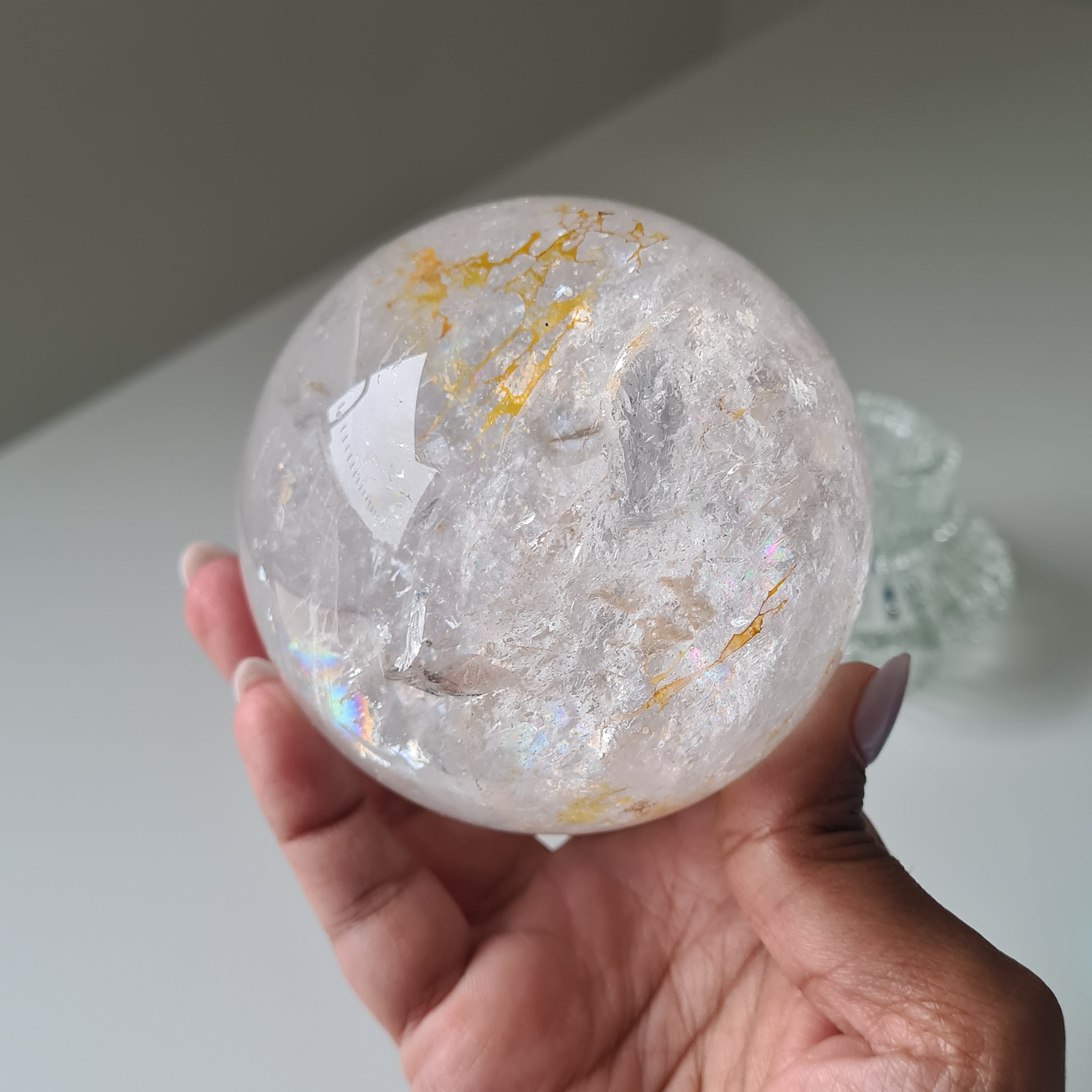 Clear Quartz Sphere With Stand | 7.4 Cm Sphere