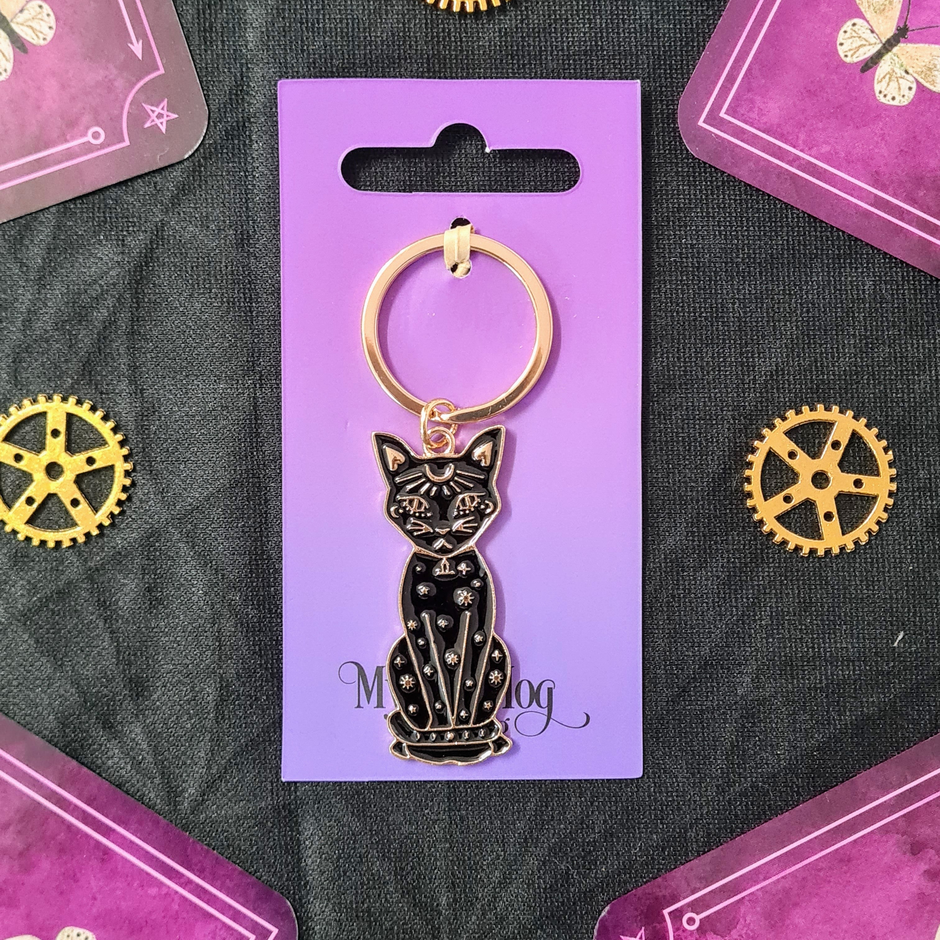 Mystic Mog | Black Cat Sitting | Key Ring