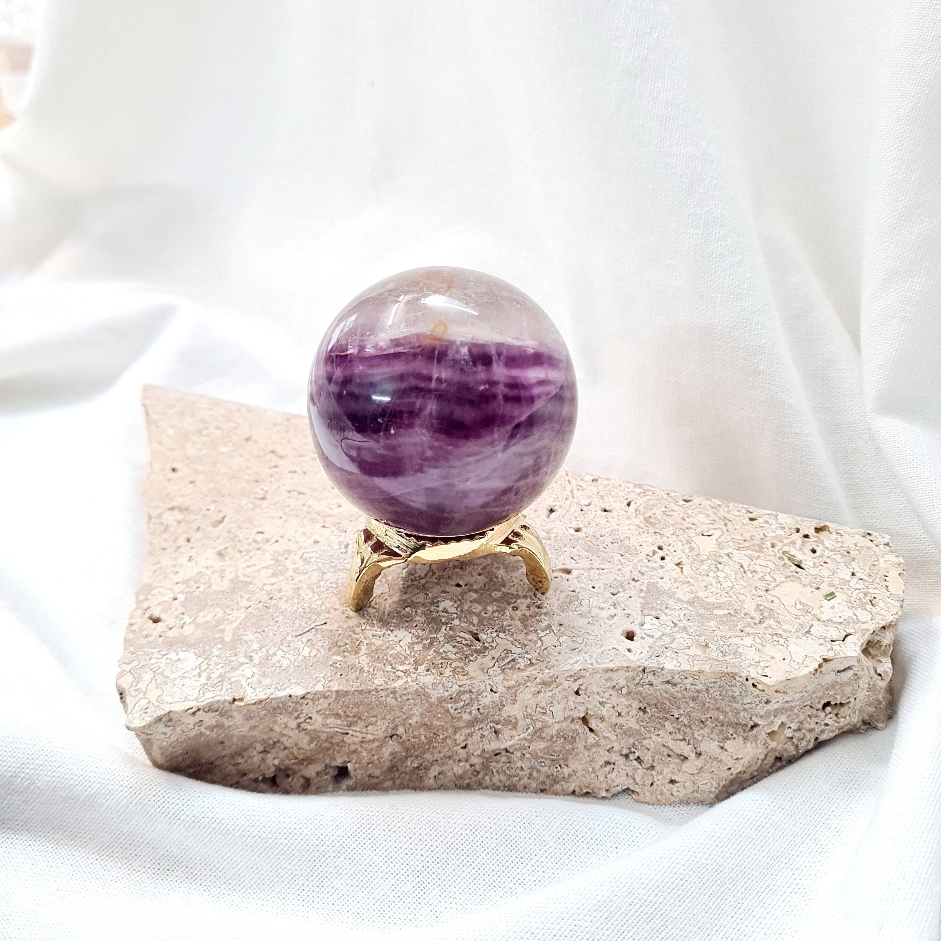 Purple Fluorite Sphere with brass stand | 283 g