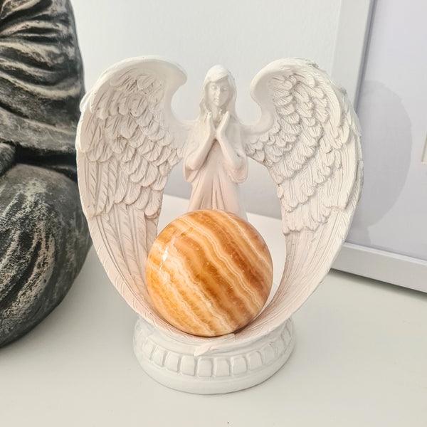 Angel Stand with Calcite Sphere