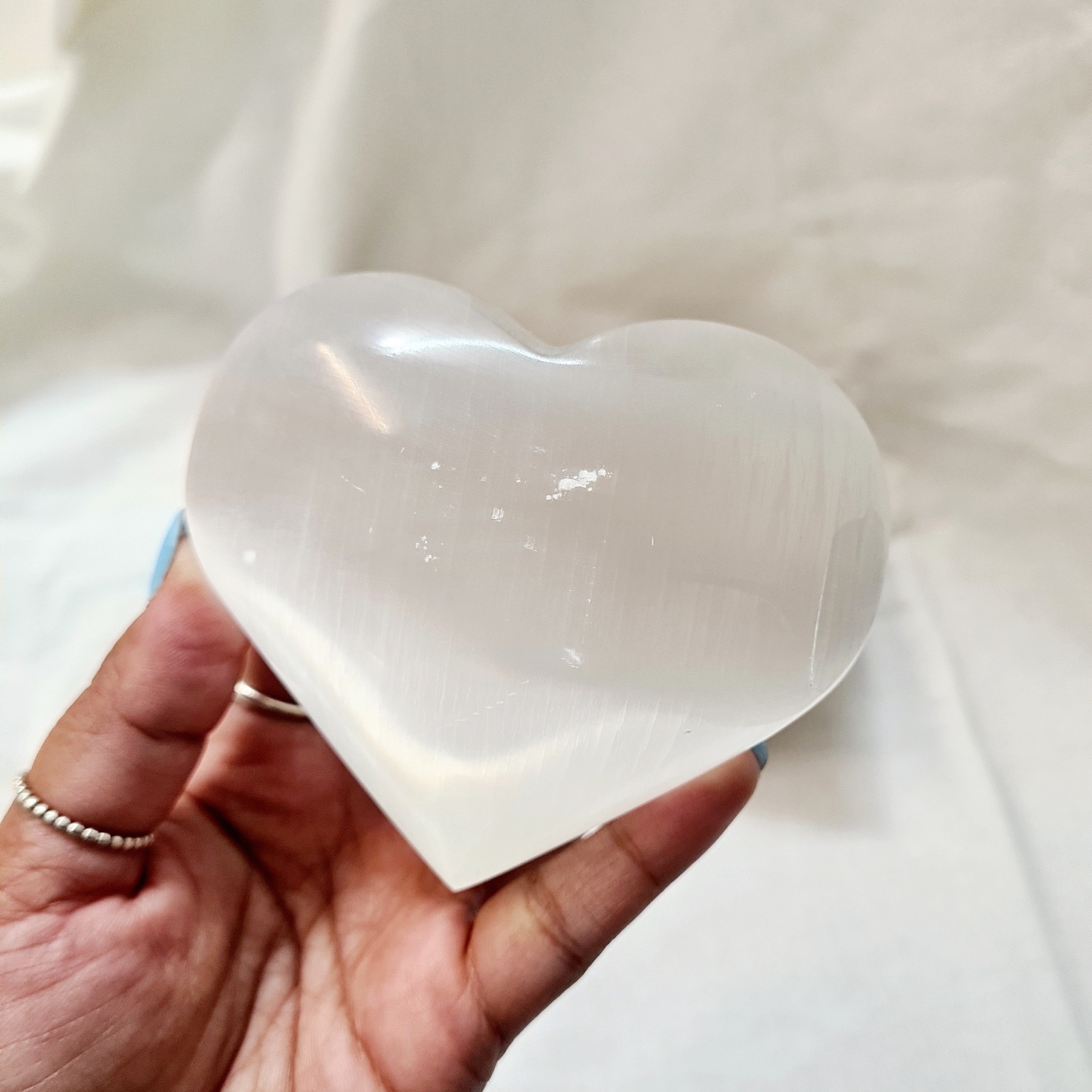 Selenite Puffy Heart | 8 cm