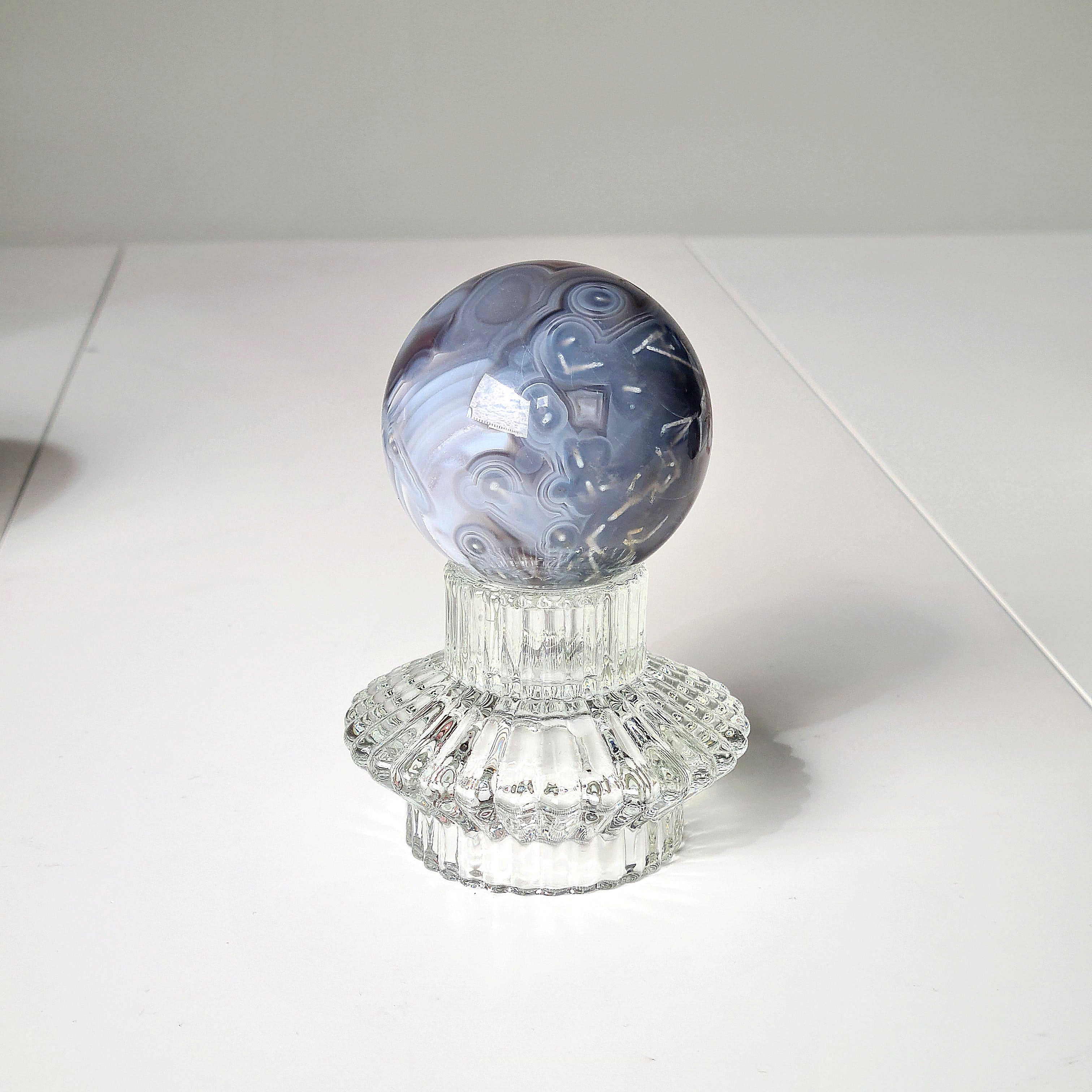 Swazi Agate Sphere with glass stand | B | 318 g | Appx 6.1 cm