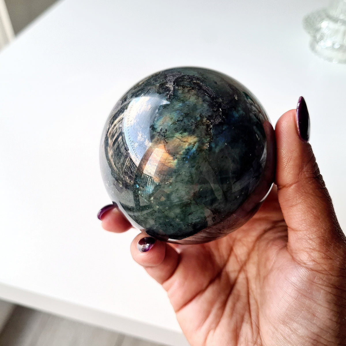 Labradorite Crystal Sphere With Stand | Piece E