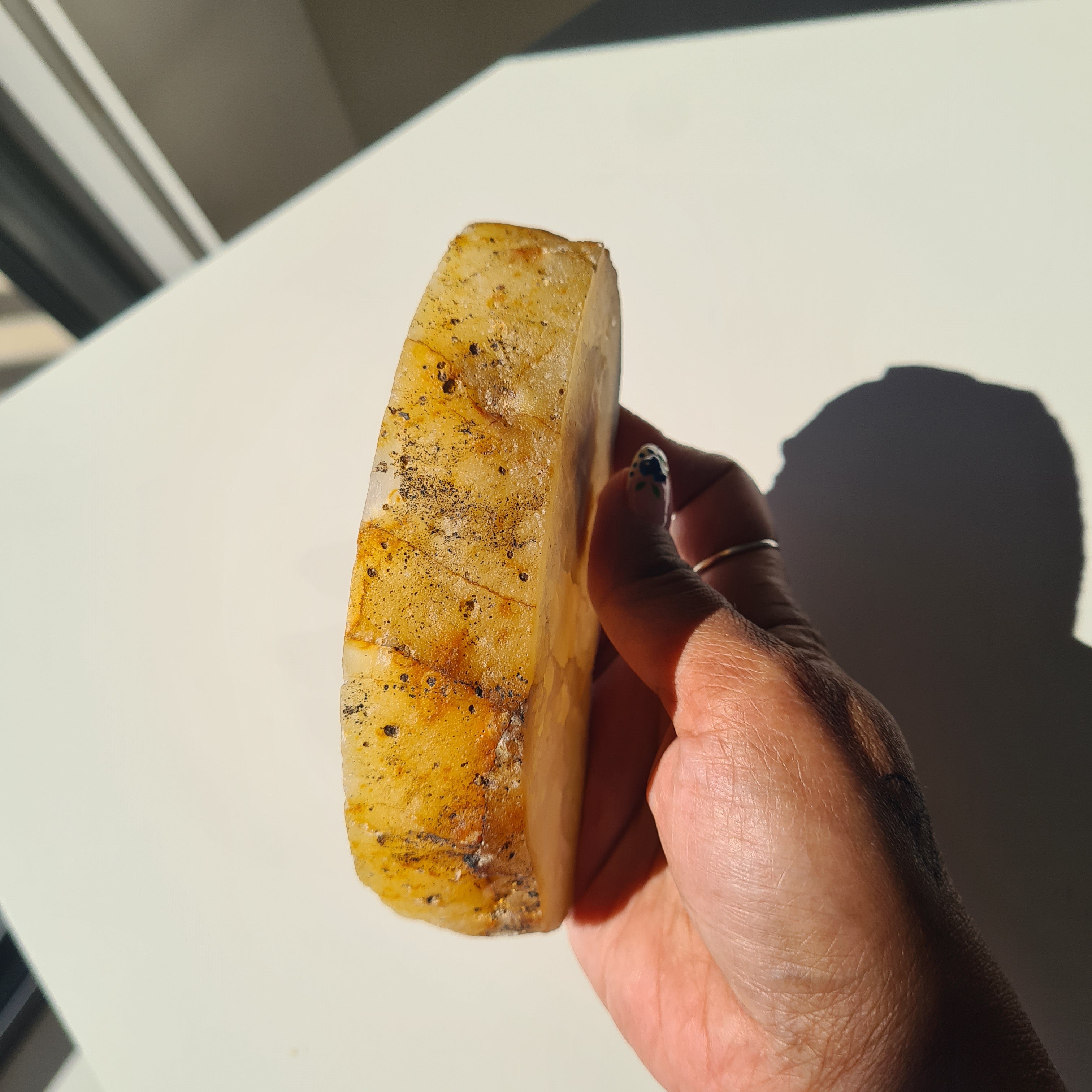 Creamy Agate Slice | One Side Polished | 400g | 12 cm