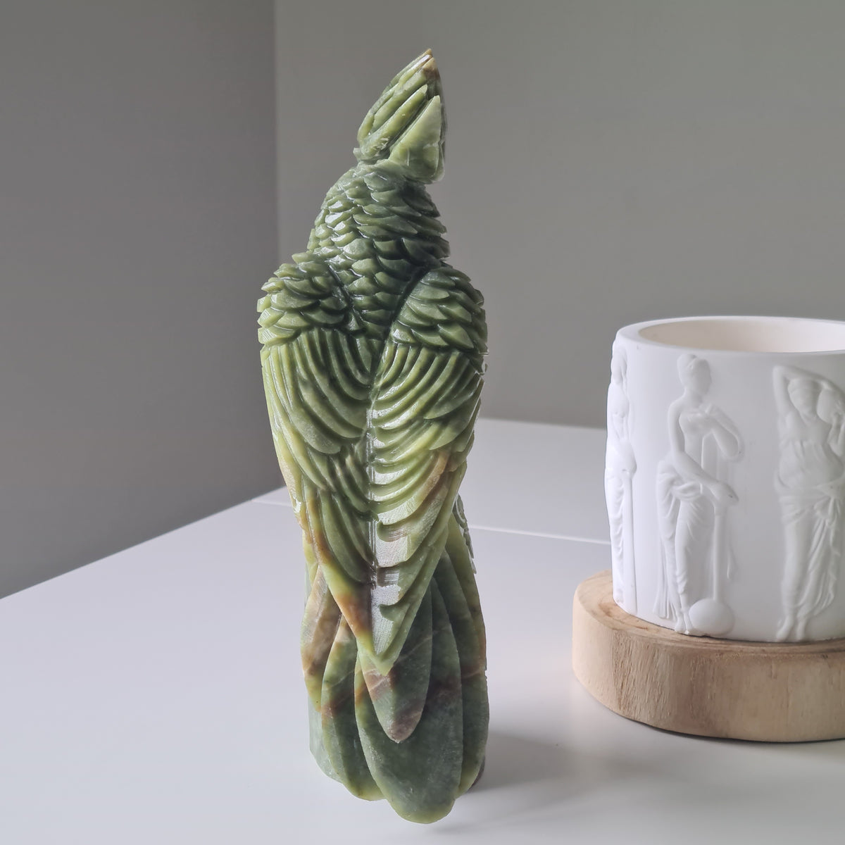 Jade Crystal Bird | Piece D | Handcarved | 21 cm tall