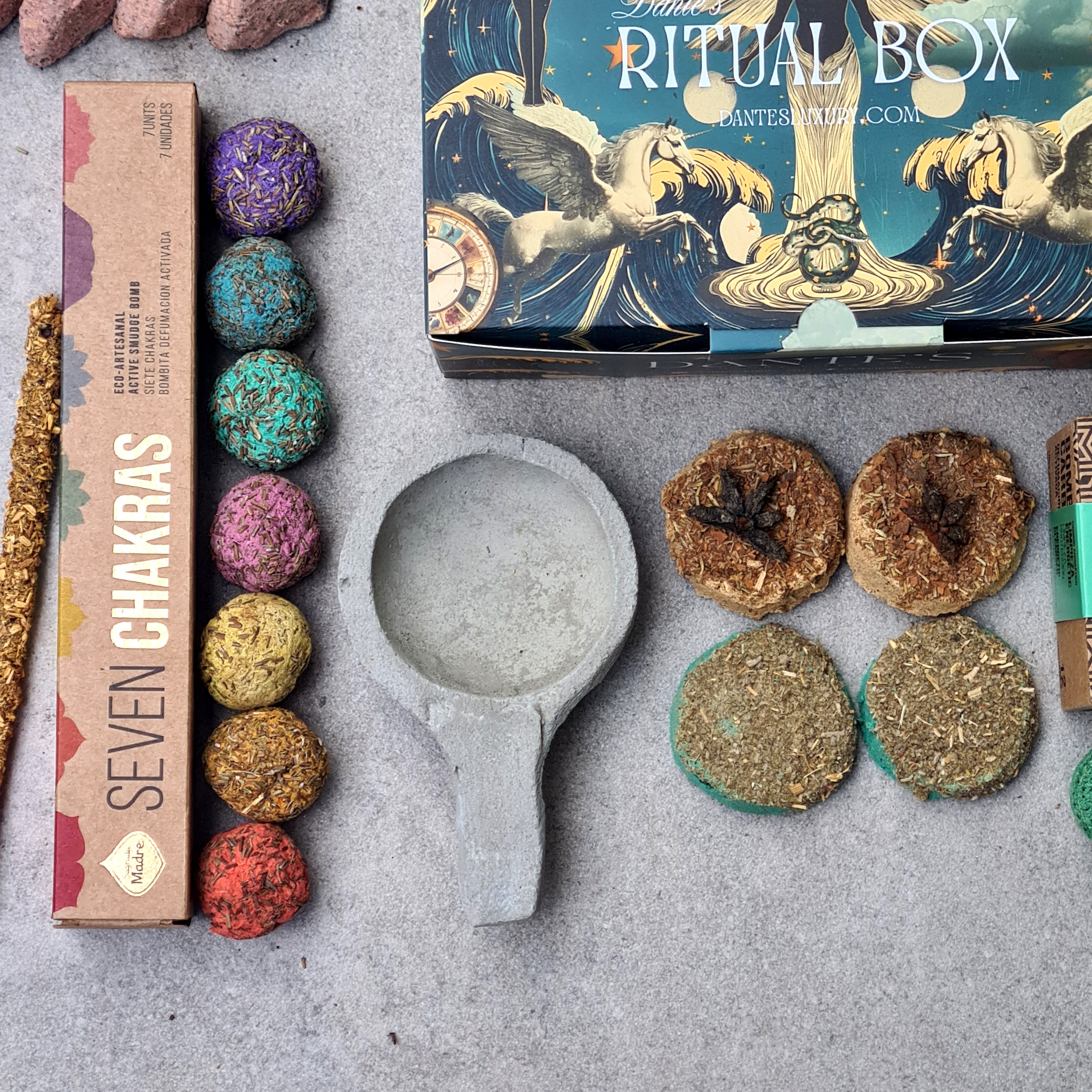 Ultimate Spiritual Cleansing Kit | Chakra Smudge Bombs, Palo Santo Incense, Triangle Incense, Charcoal Discs, Bombas & Burner