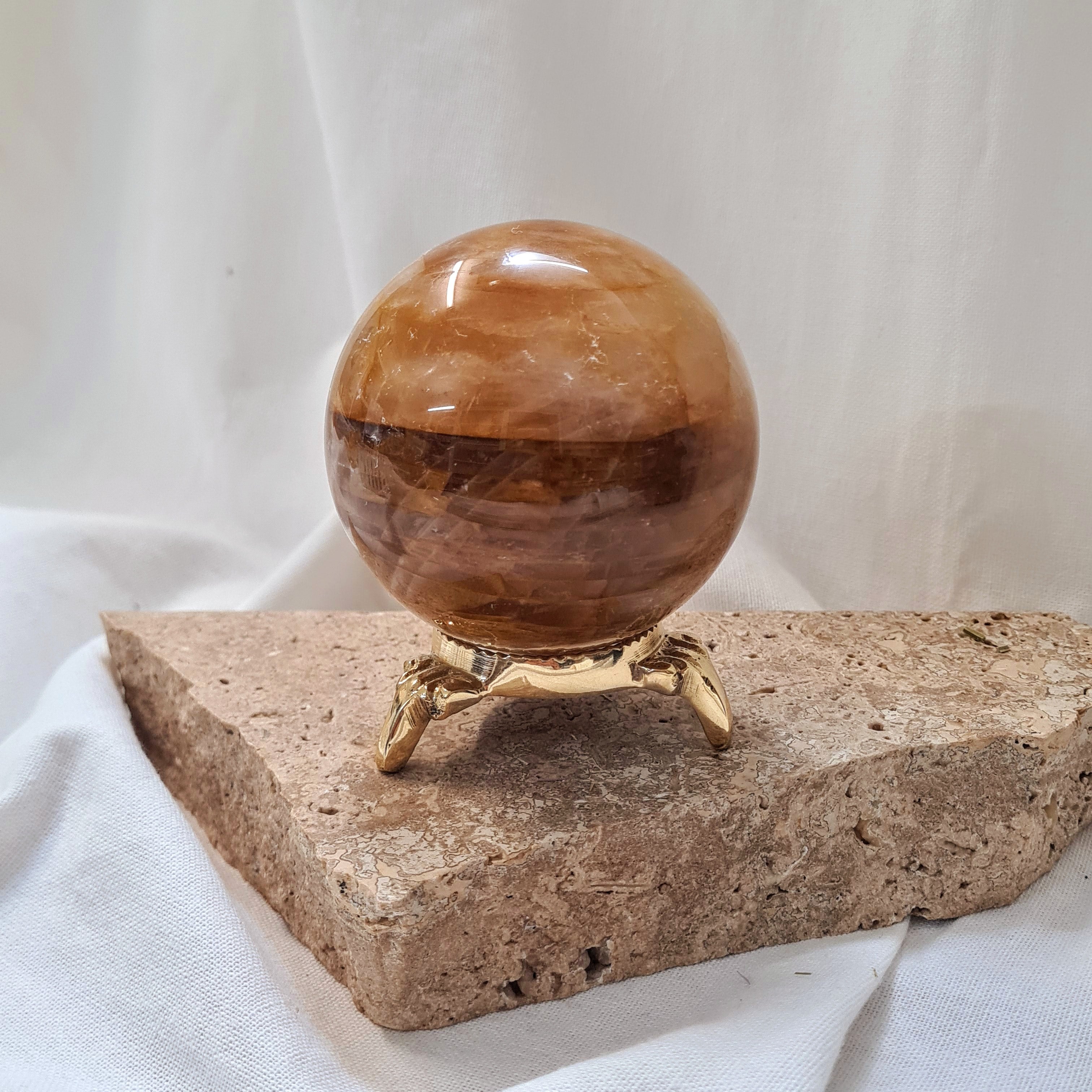 Golden Healer Sphere With Brass Stand | 596 g