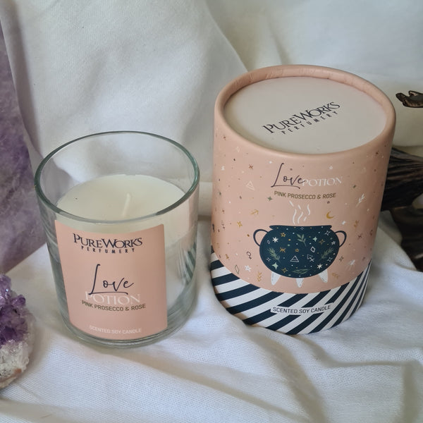 Love Potion Ritual Spell Candle | Pink Prosecco & Rose | Small