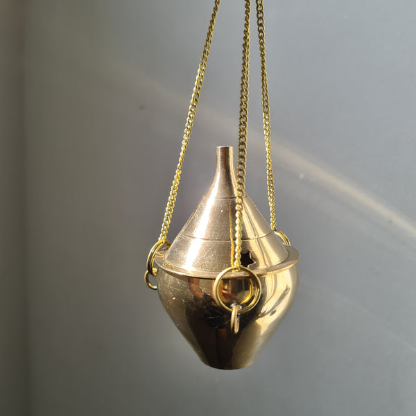 Brass Incense Burner Hanger ~ Mini (Round Body)