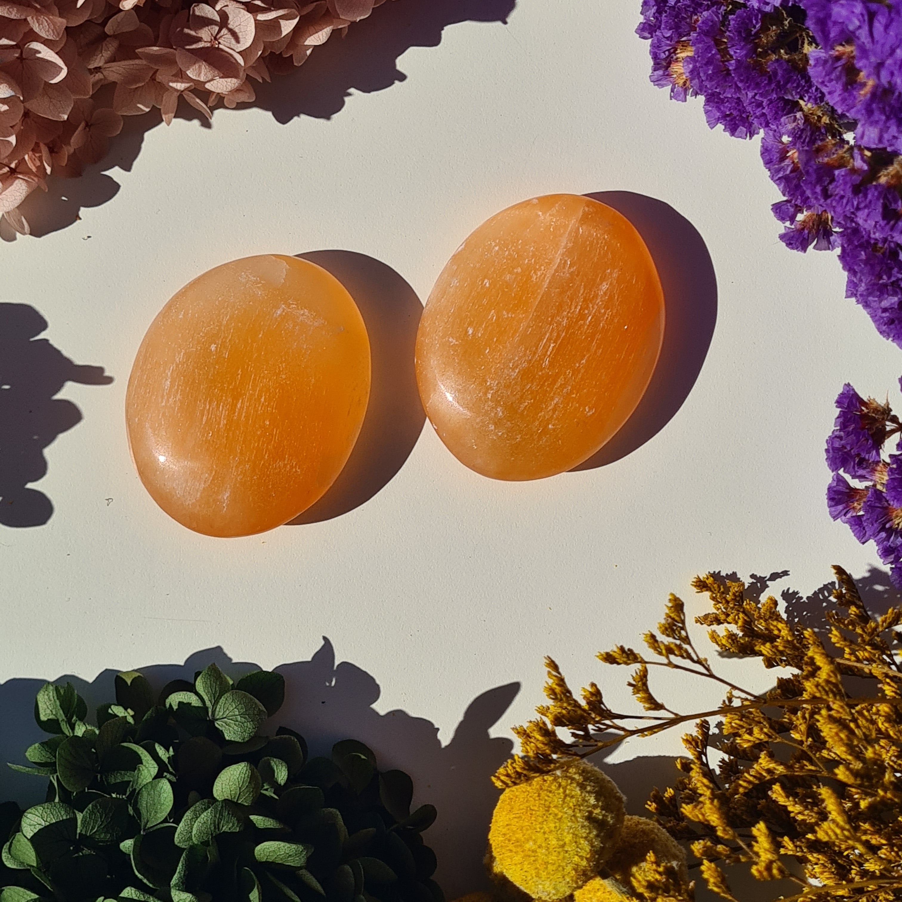 Peach Selenite Palm | 1 pc