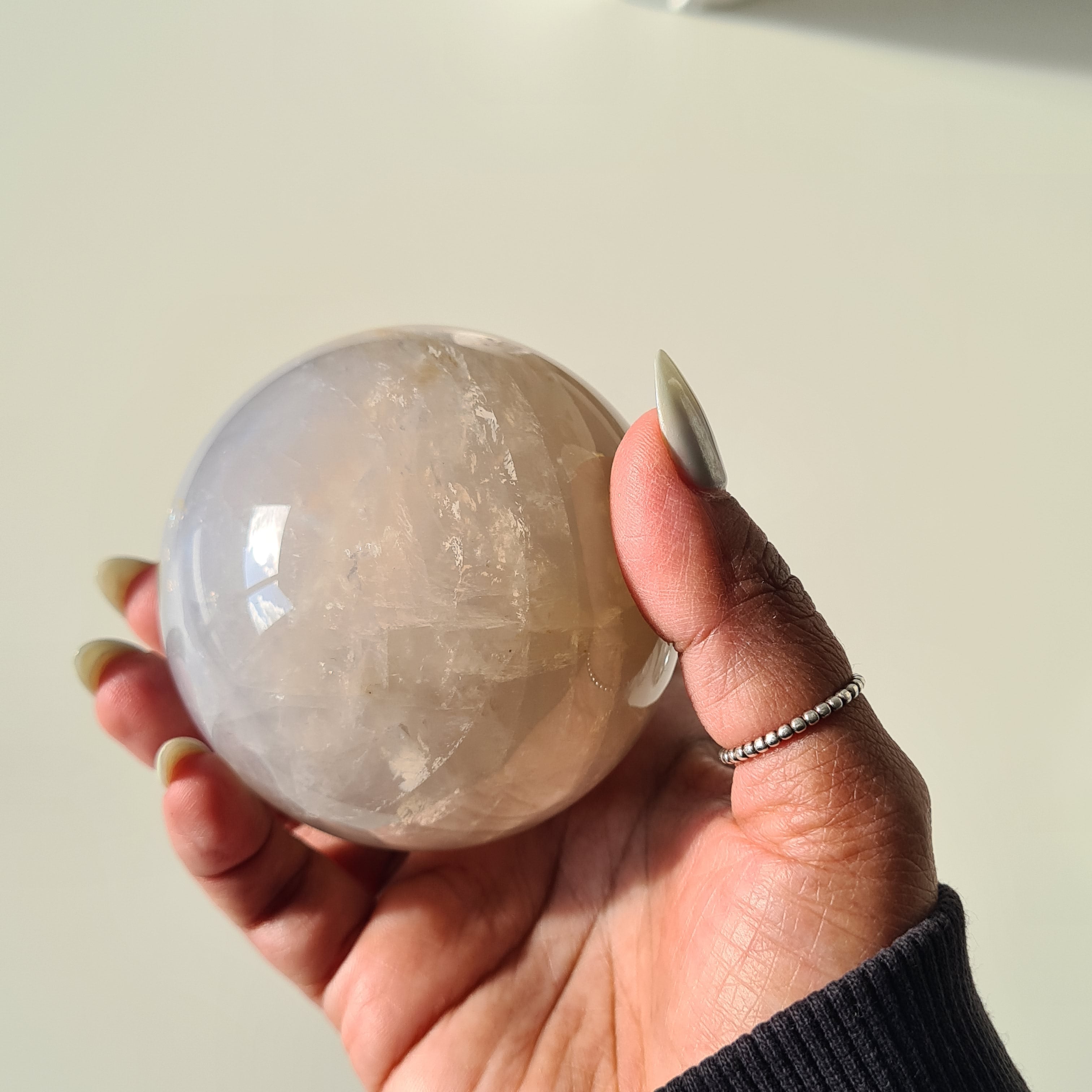 Blue Rose Quartz Sphere with stand | A | 450 g