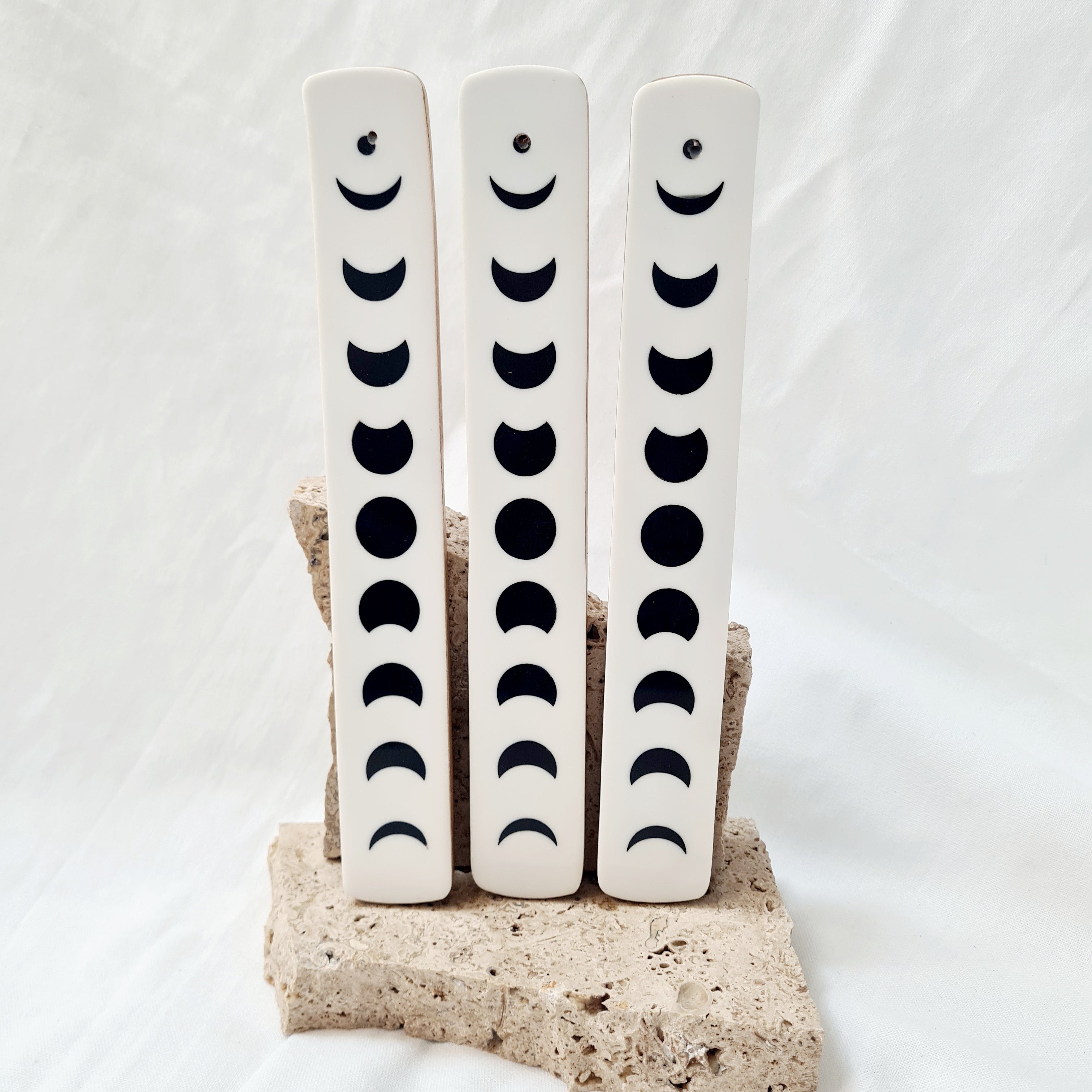 Moon Phase Incense Holder | White