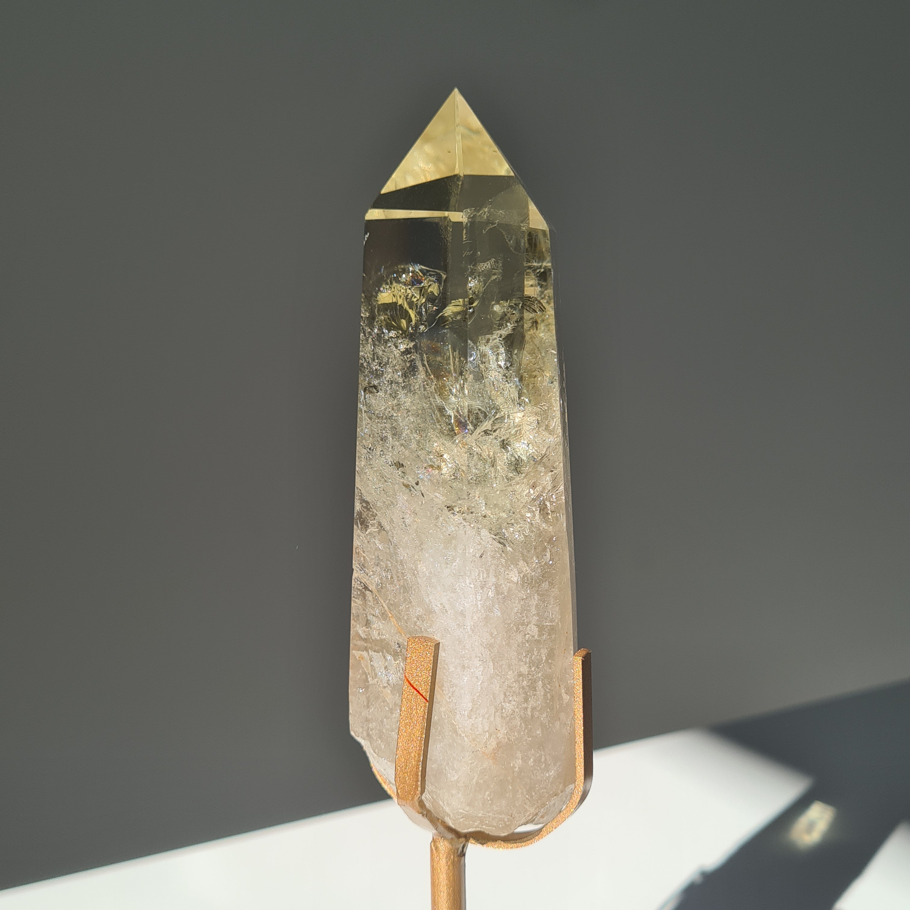 Citrine Crystal Wand With stand | Light Shade | A | Appx 18 cm tall including stand