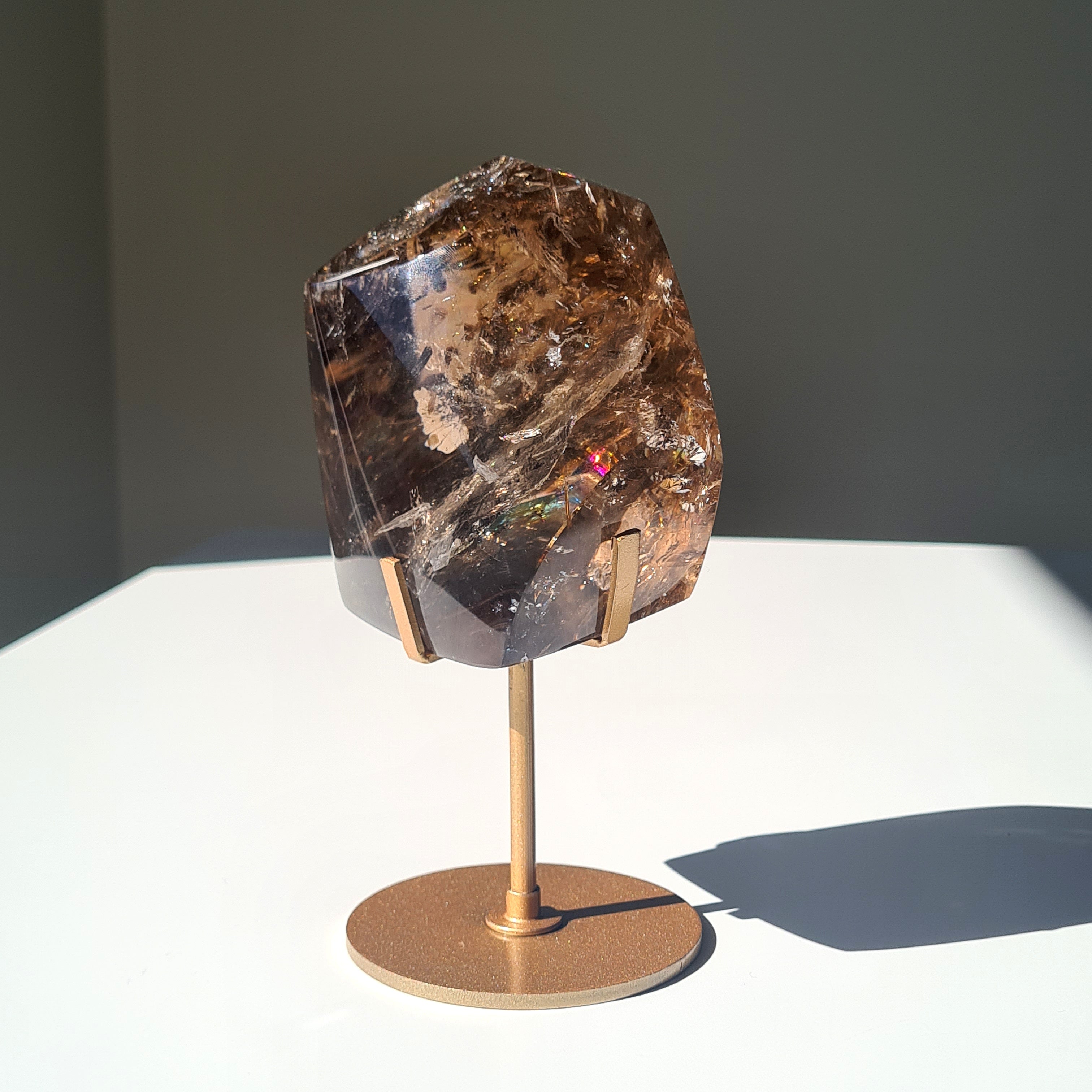 Smokey Quartz Crystal Polished Free Form | Custom Stand | 900 g | 9.3x8.3 cm crystal