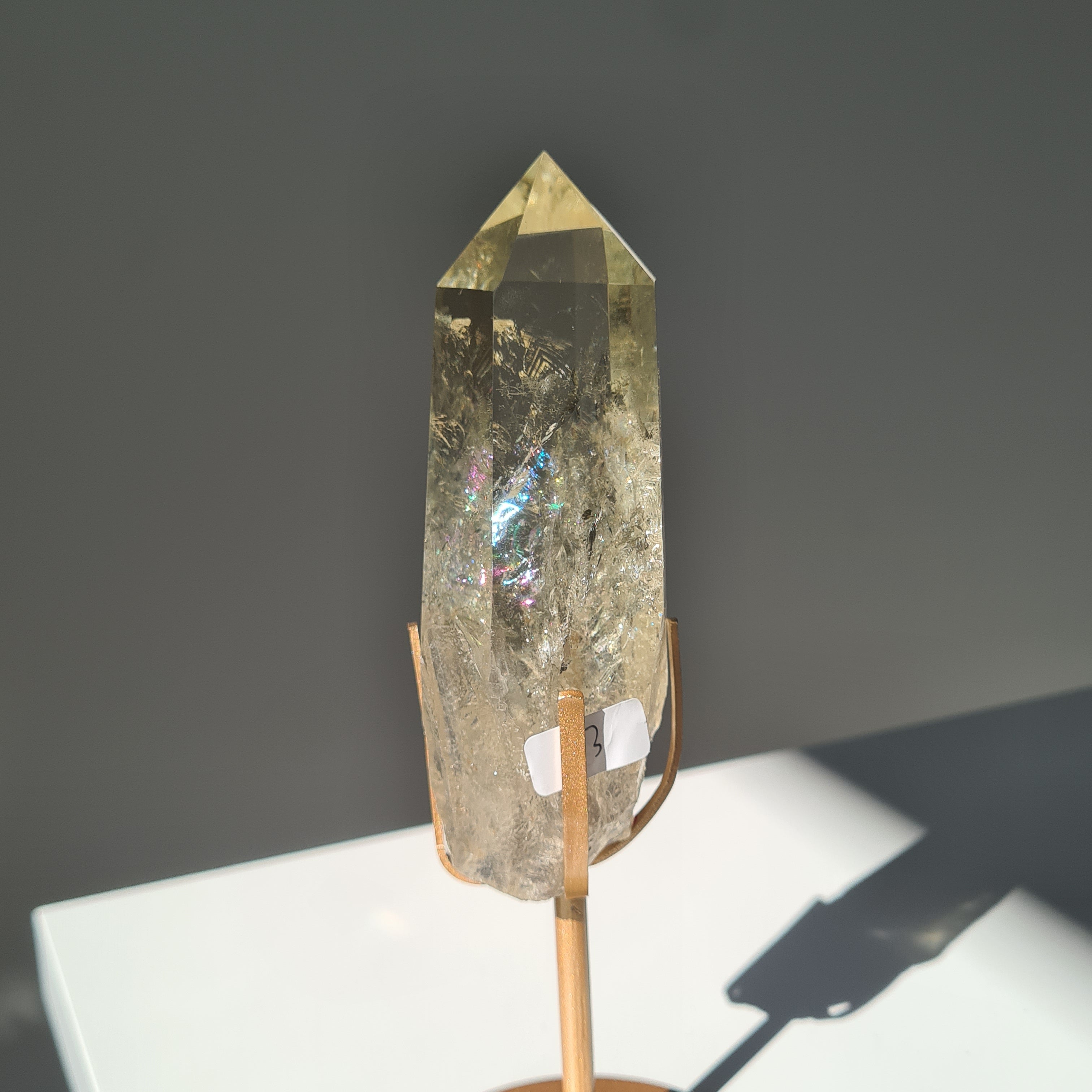 Citrine Crystal Wand With stand | Light Shade | B | Appx 17.8 cm tall including stand