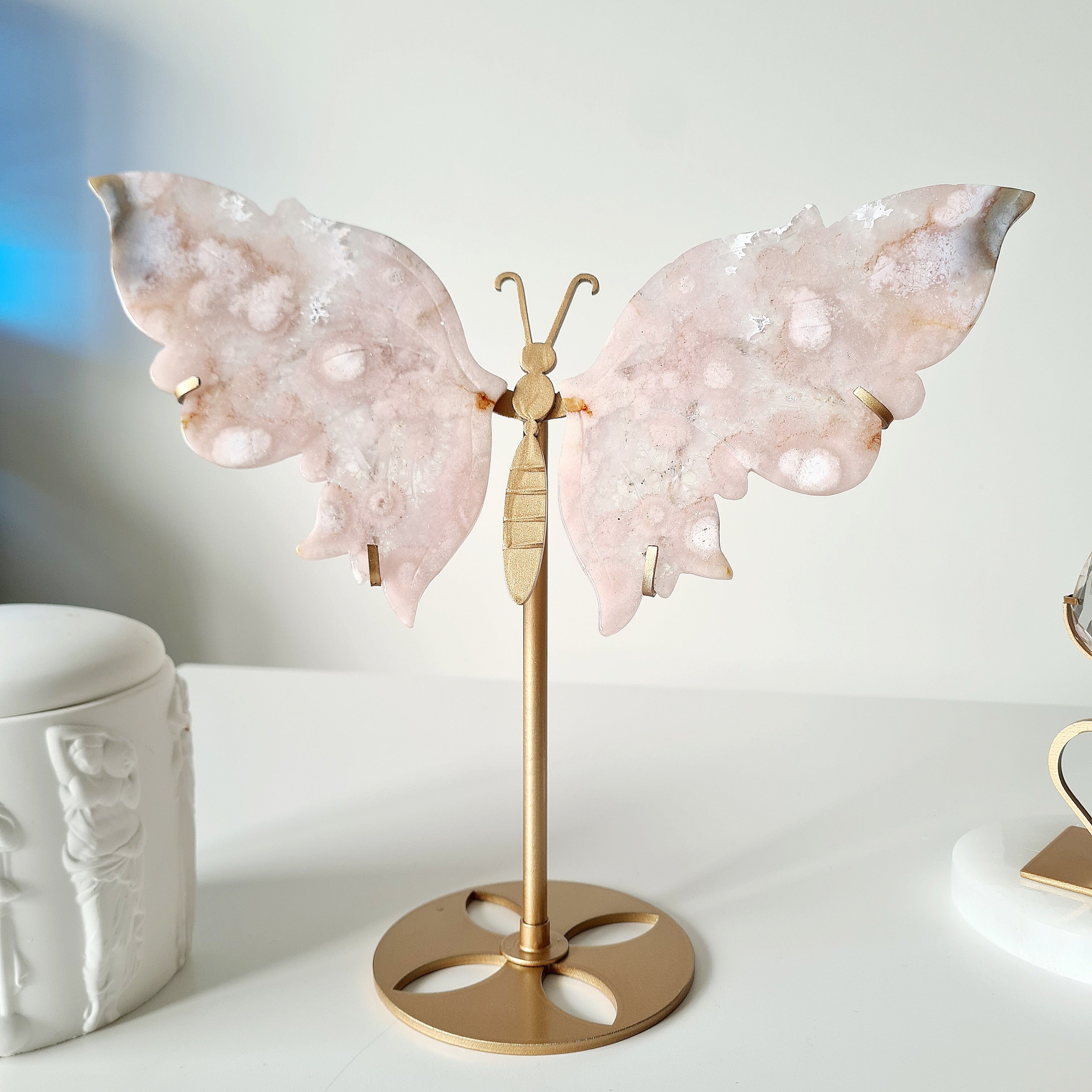 Flower Agate Butterfly 🦋 | 24 cm tall with stand
