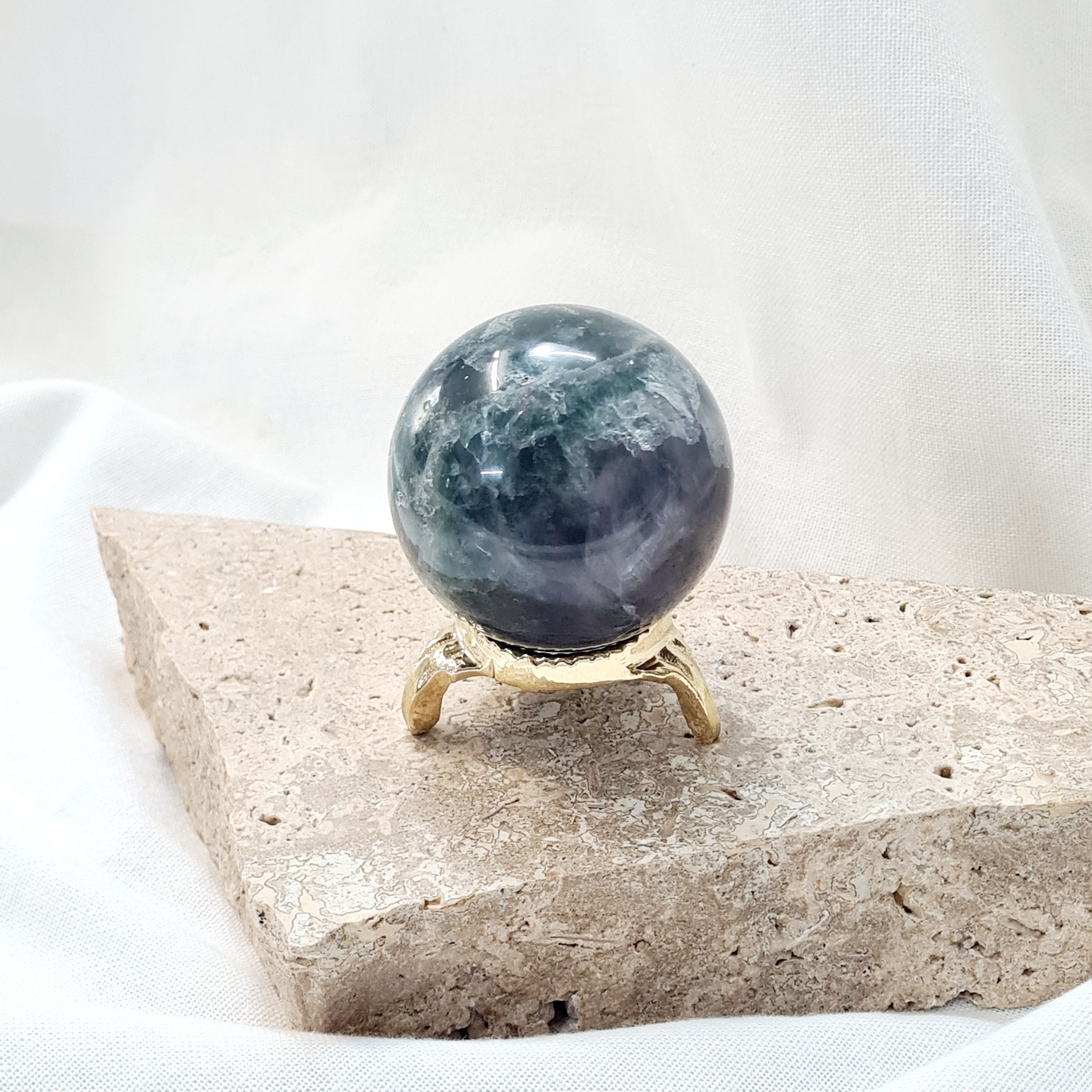 Rainbow Fluorite Sphere with brass stand | 232 g