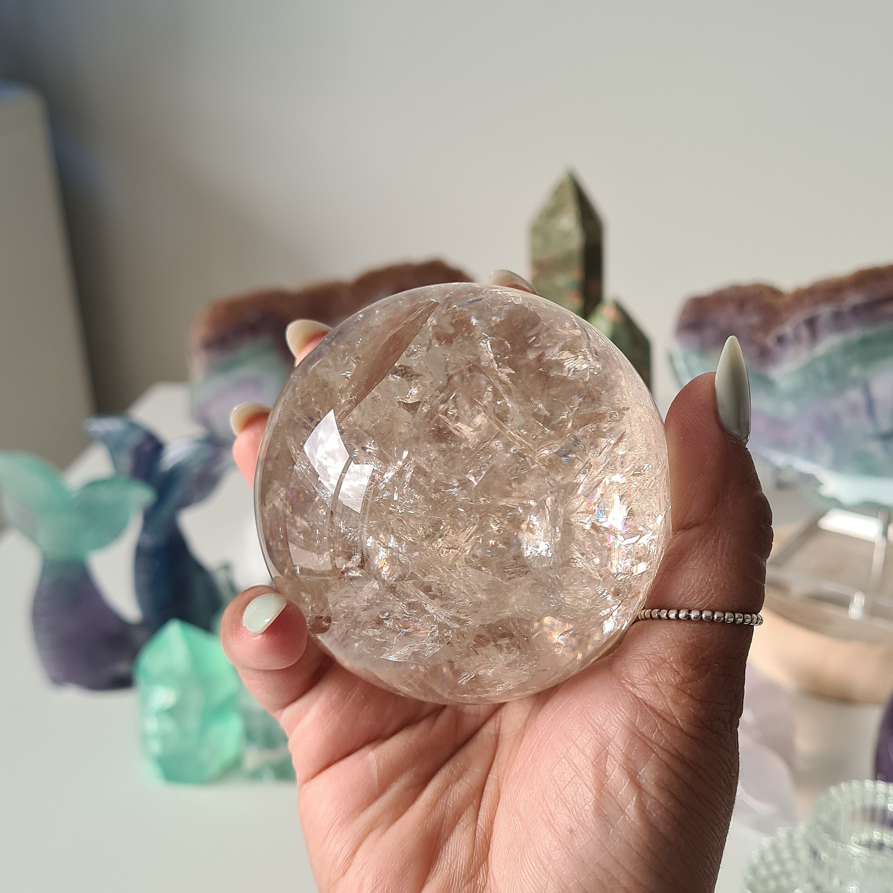Smokey Citrine Sphere with stand | 490g | 1A