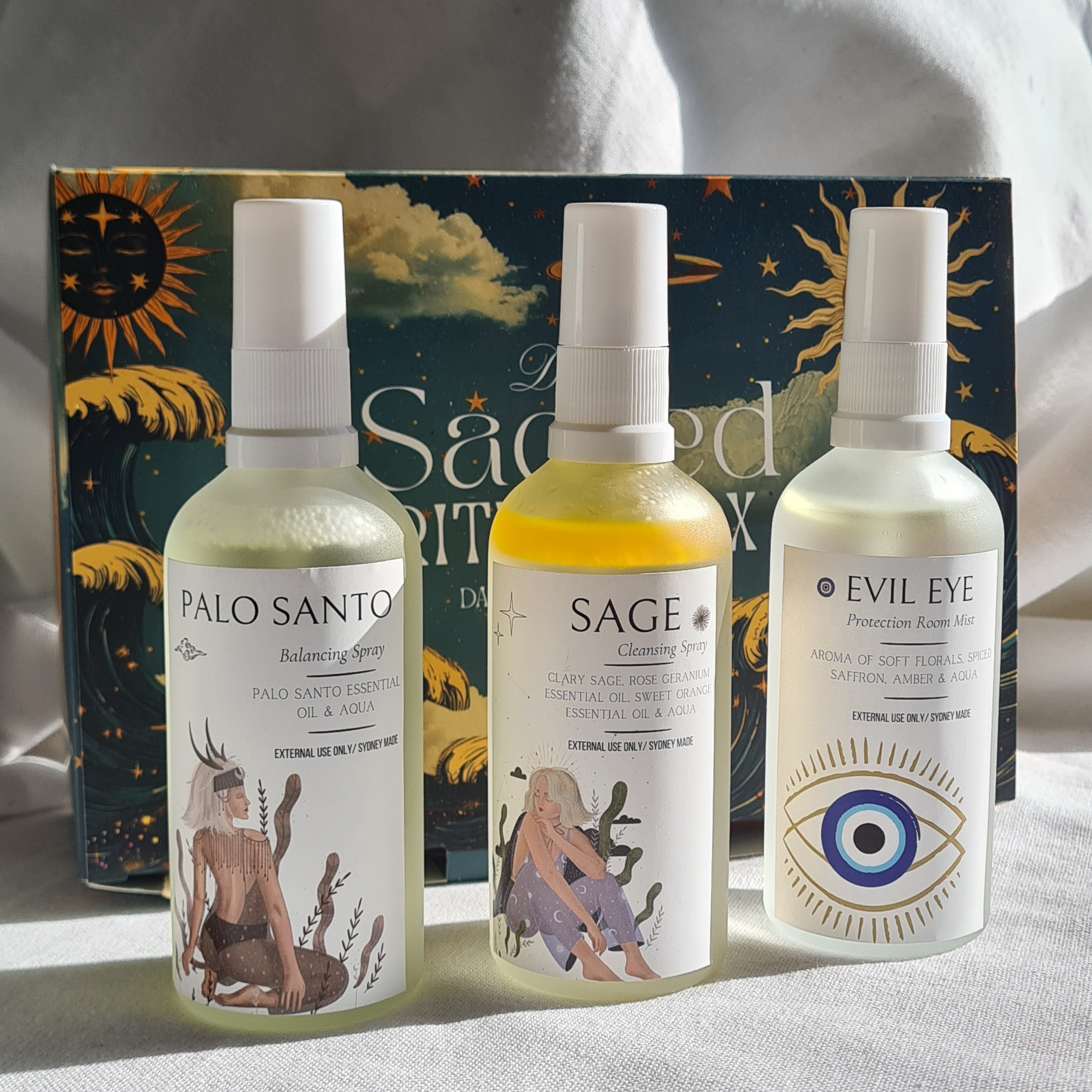 Must-Have Cleansing Trio Set | Sage, Palo Santo & Evil Eye Mists
