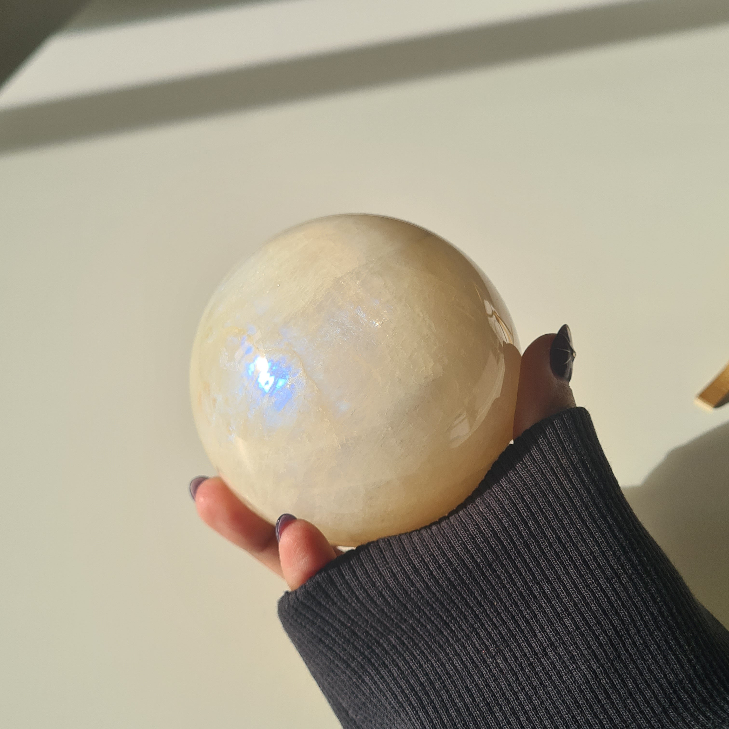Moonstone Sphere with Blue Flash on custom stand  ✨ | B | Appx 800 g