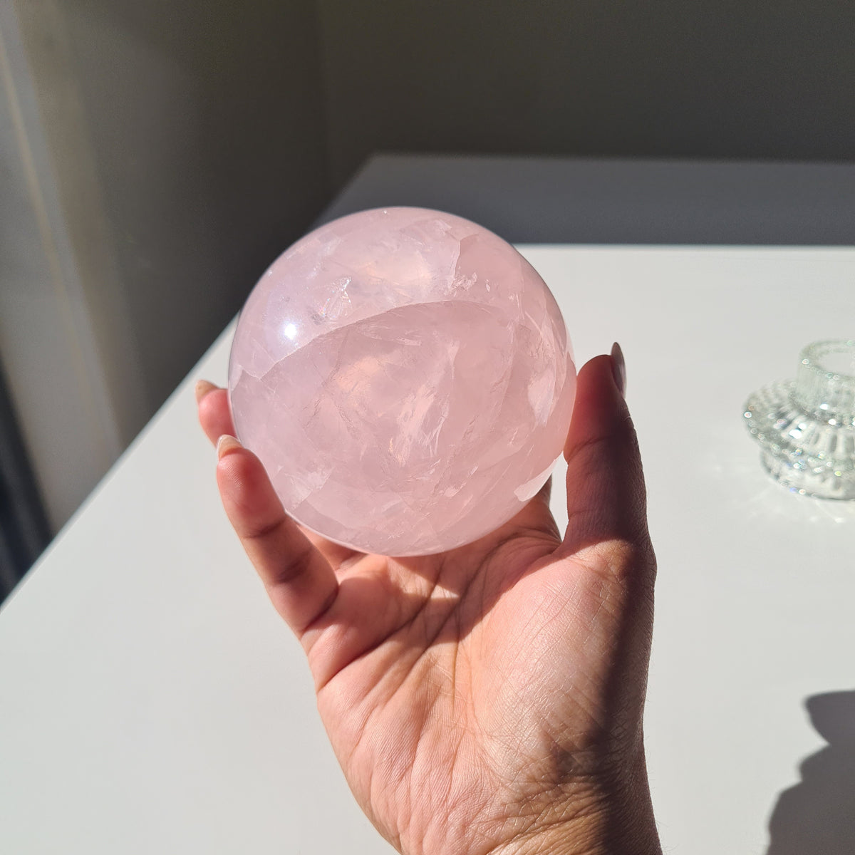 Rose Quartz Sphere 🍬 | With Sphere Stand