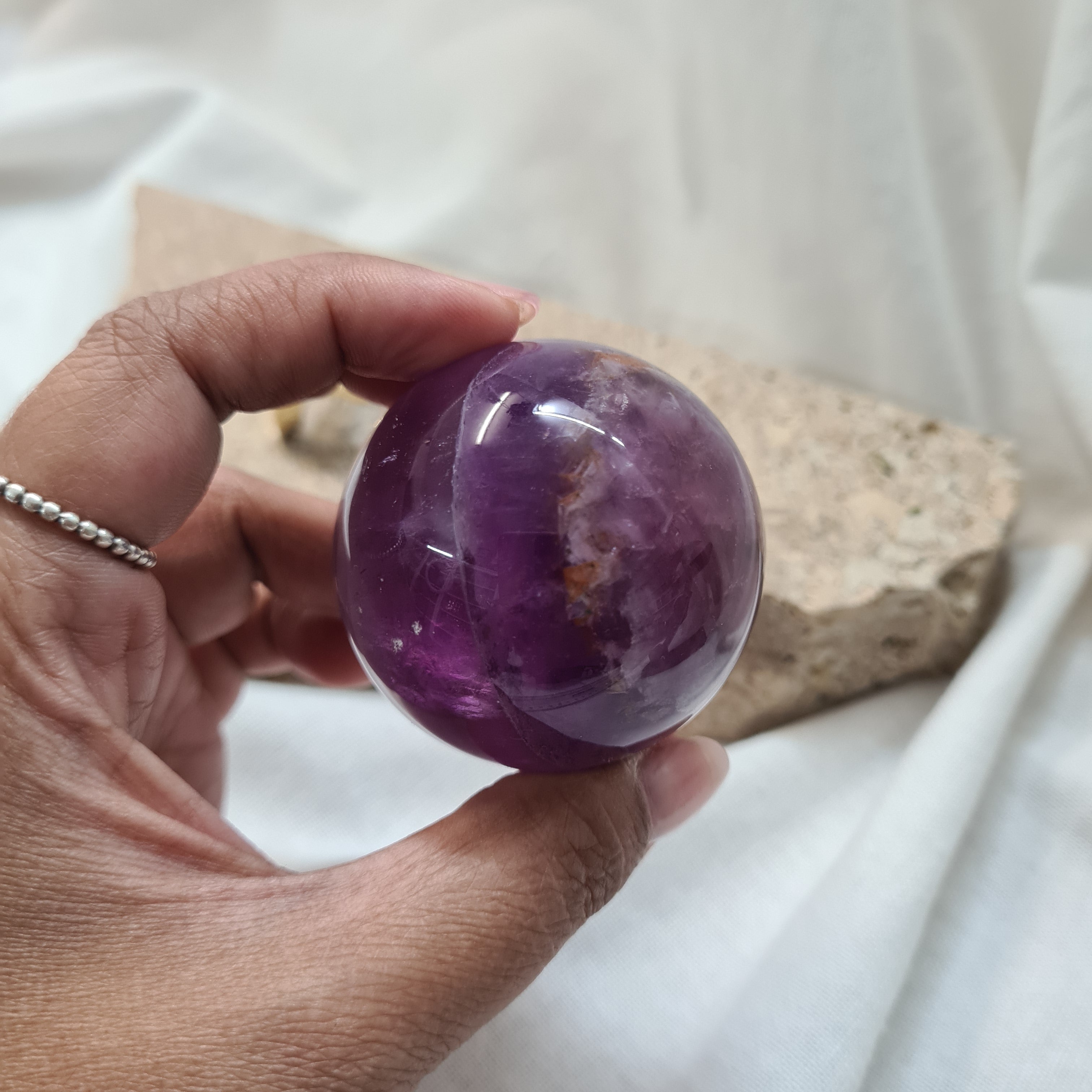 Purple Fluorite Sphere with brass stand | 182 g