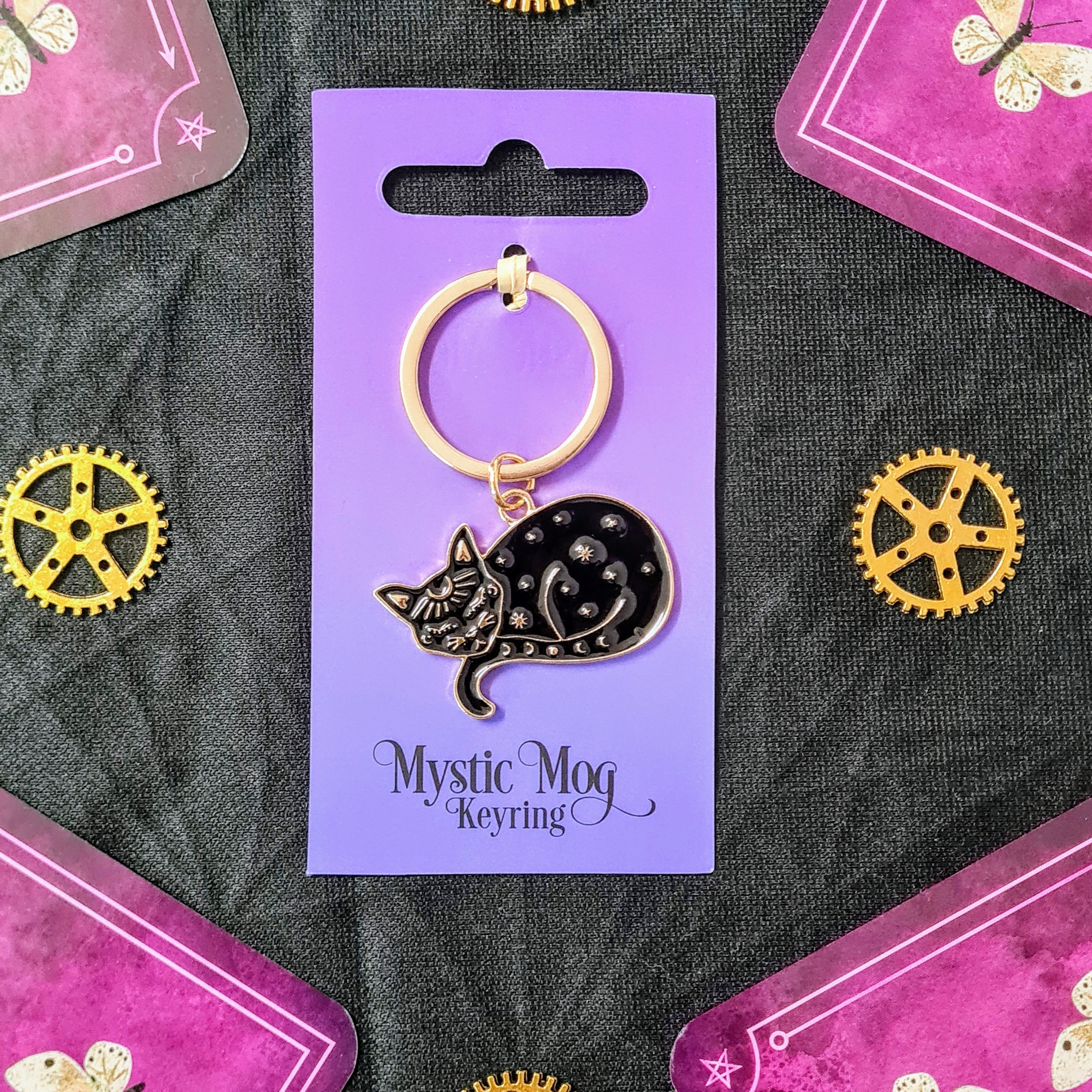 Mystic Mog | Black Cat Sleeping | Key Ring