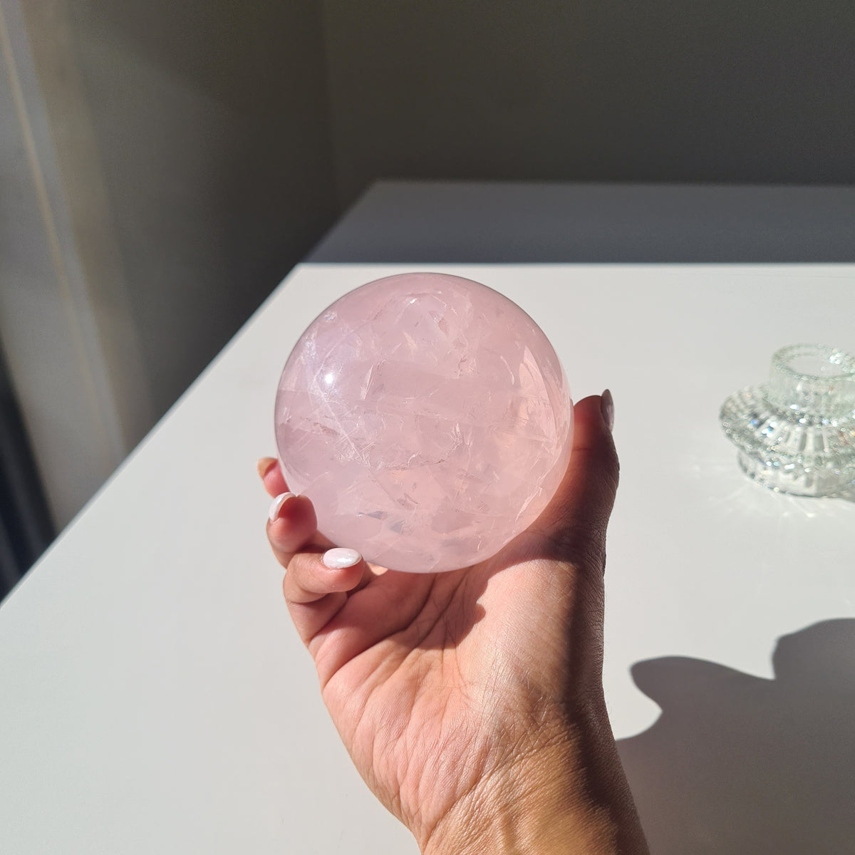 Rose Quartz Sphere 🍬 | With Sphere Stand