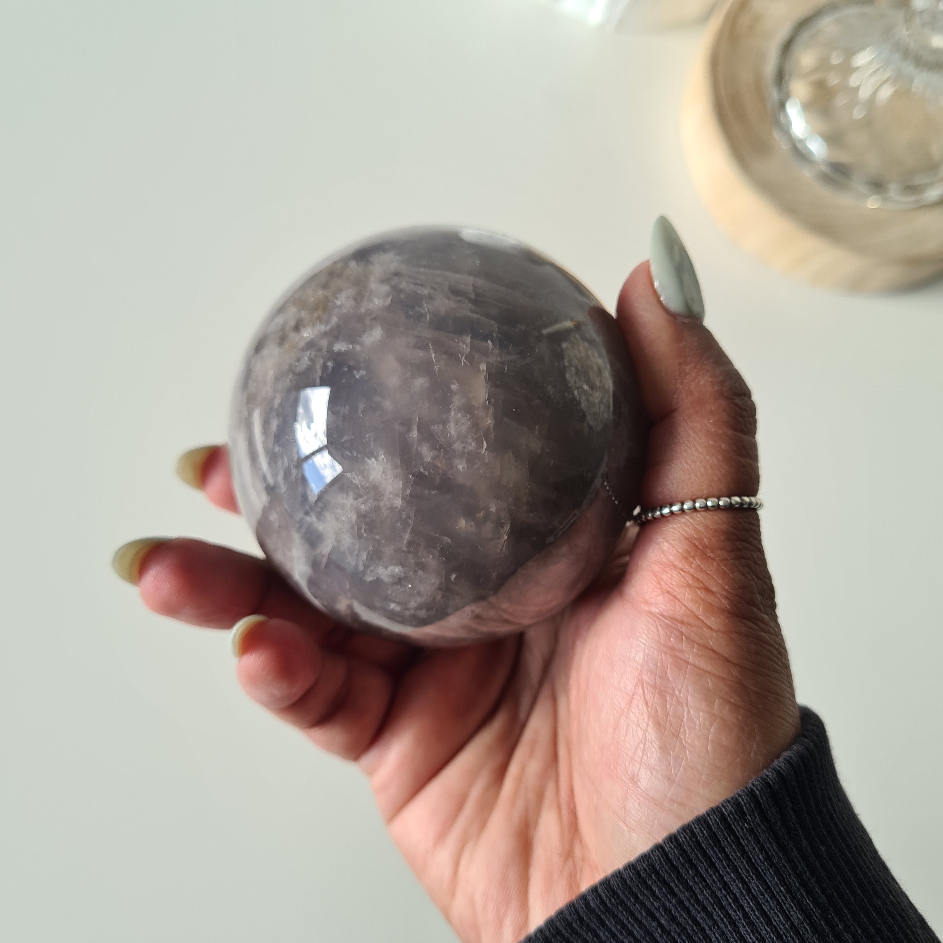 Blue Rose Quartz Sphere with stand | C | 430 g