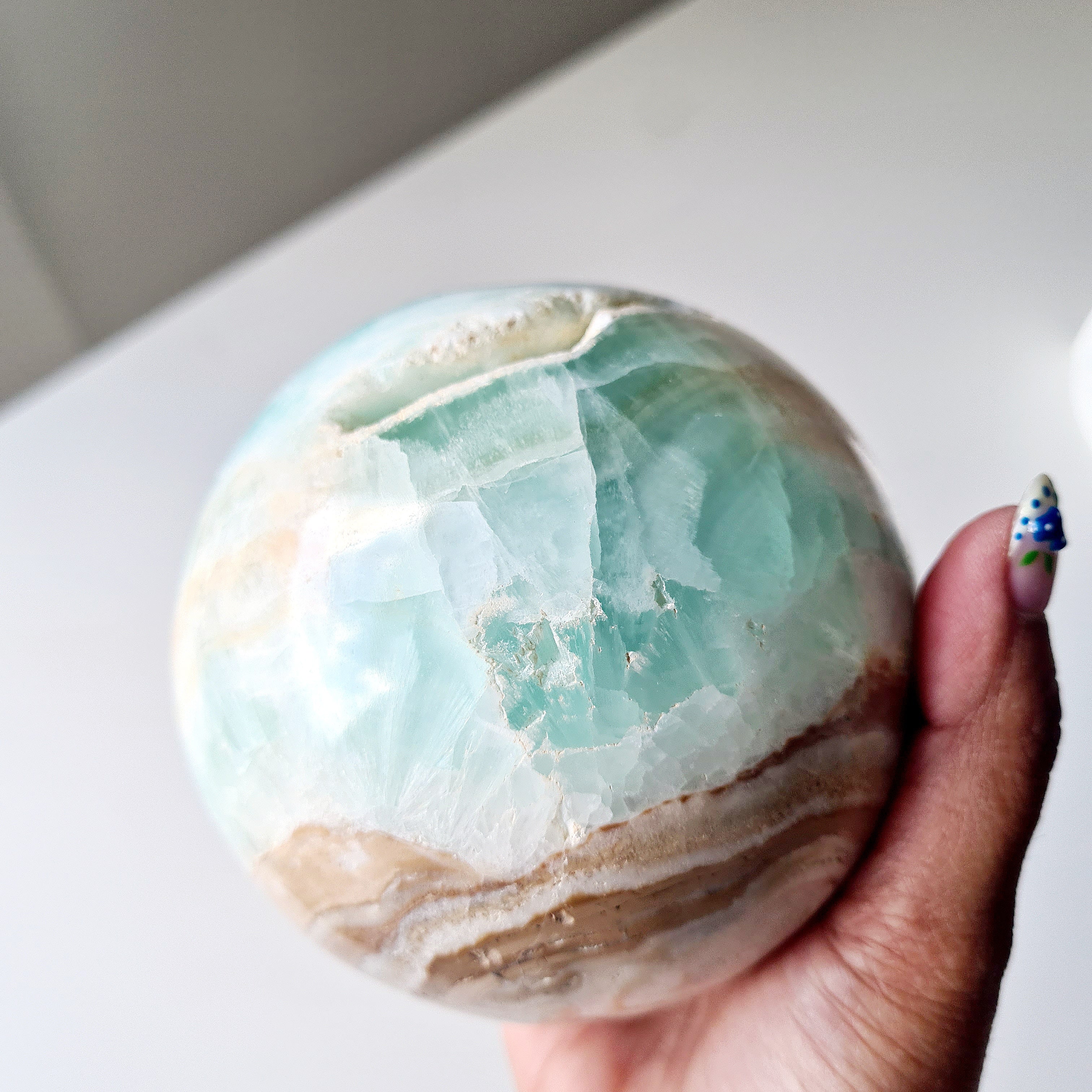 Carribean Calcite Sphere With Metal Stand | 9.6 cm | 1.4 kg